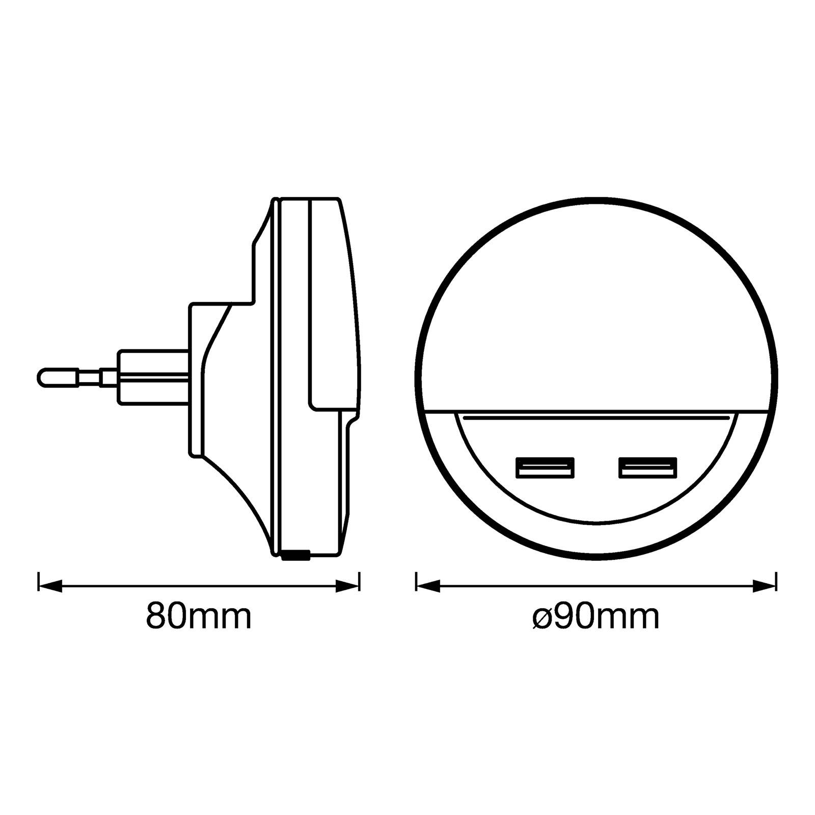 LEDVANCE Lunetta USB lampka nocna LED z portem USB