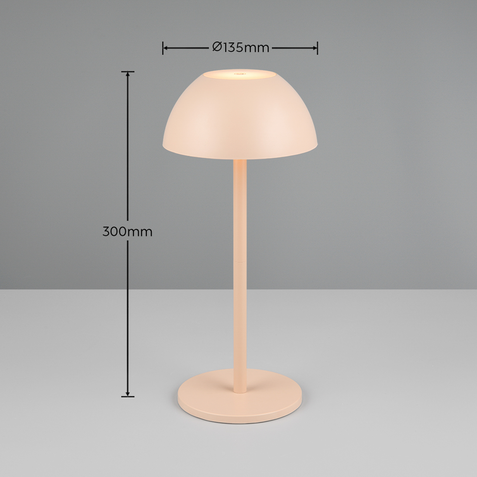 Lampă de masă Ricardo LED reîncărcabilă, nisip, înălțime 30 cm, plastic