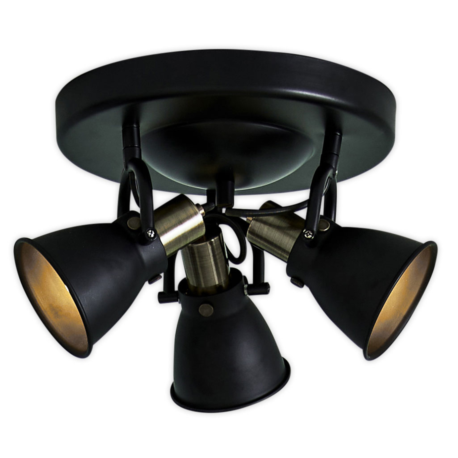 Stropna svetilka Alton v črni barvi, nastavljivi reflektorji