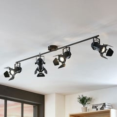 Lindby Tilen loftspot, 4 lyskilder, sort, metal, 125 cm