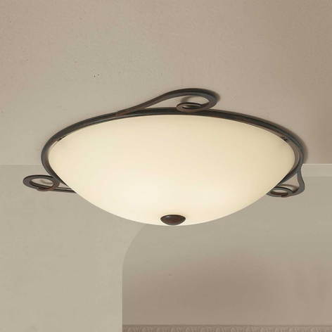 Rund taklampe Luca i rustikk stil