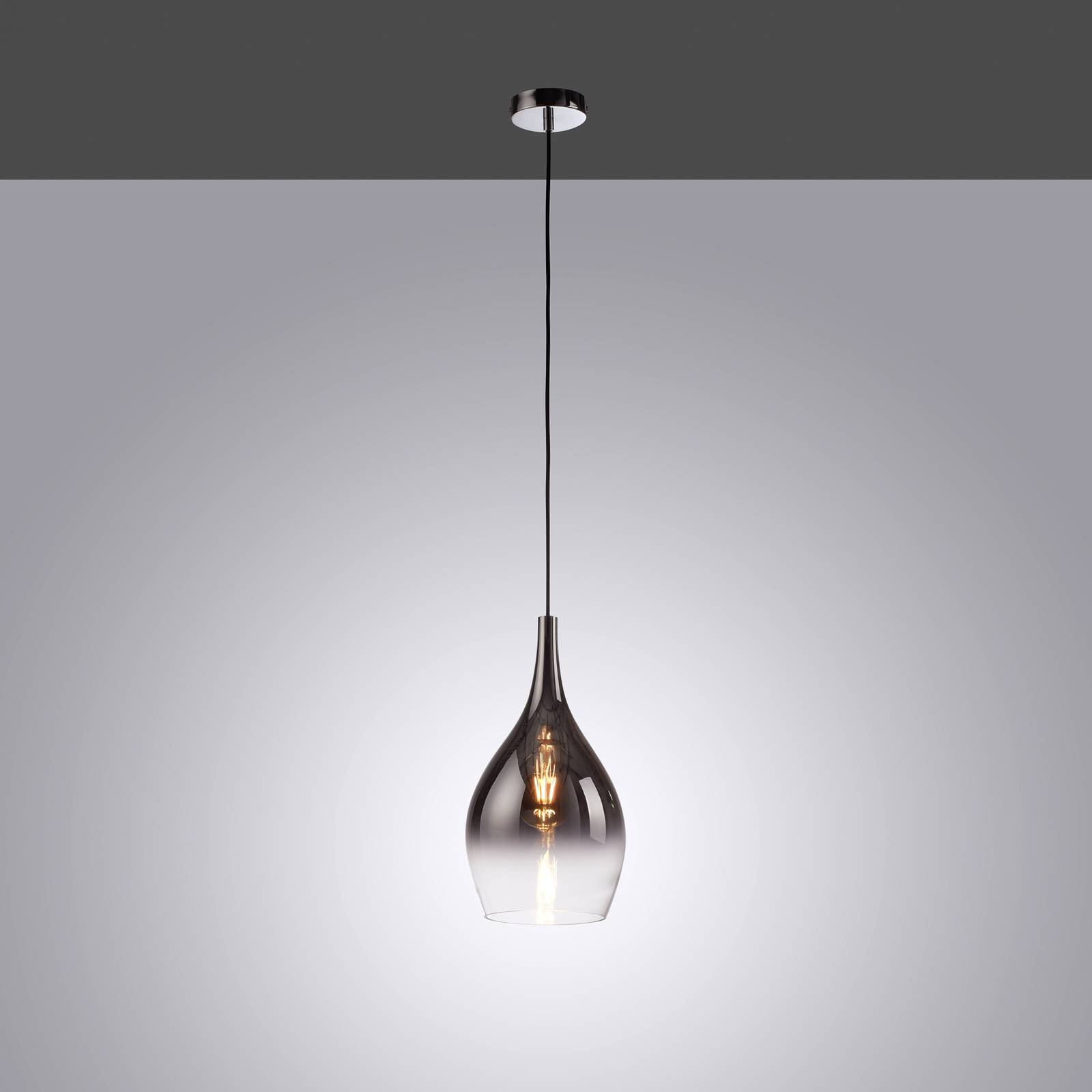 Lampa wisząca Paul Neuhaus Pilua, dymny szary, szkło, Ø 20 cm, E27