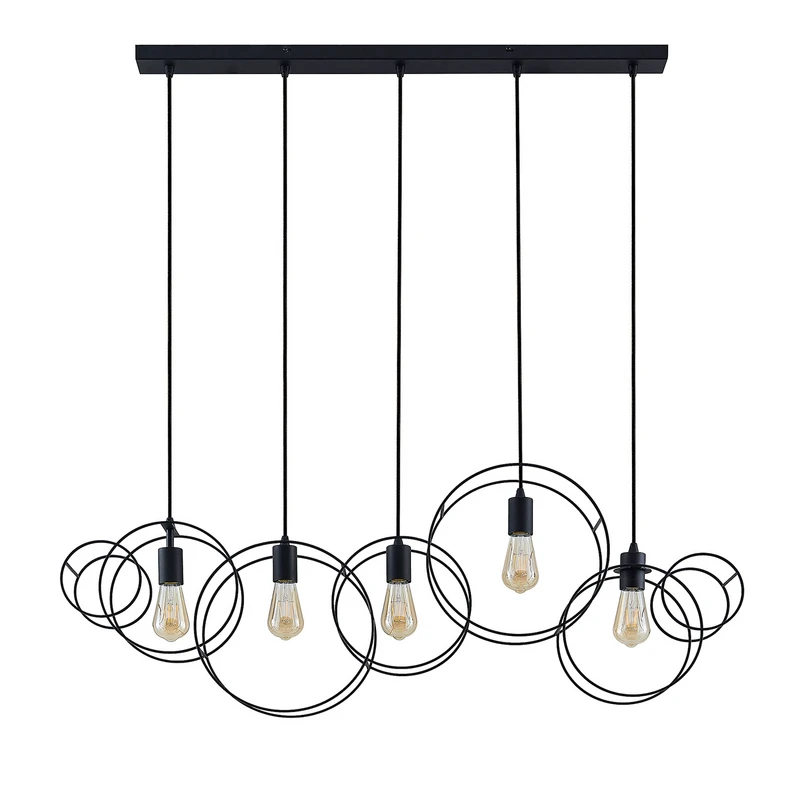 Lucande – Andrik 5 Round Pendelleuchte Black
