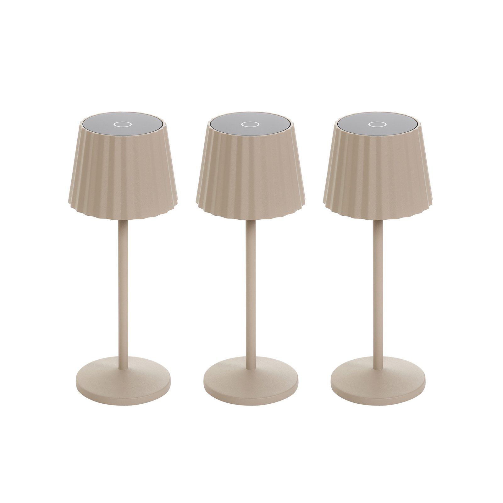 Lindby Lampada da tavolo LED Esali, beige, set di 3, alluminio