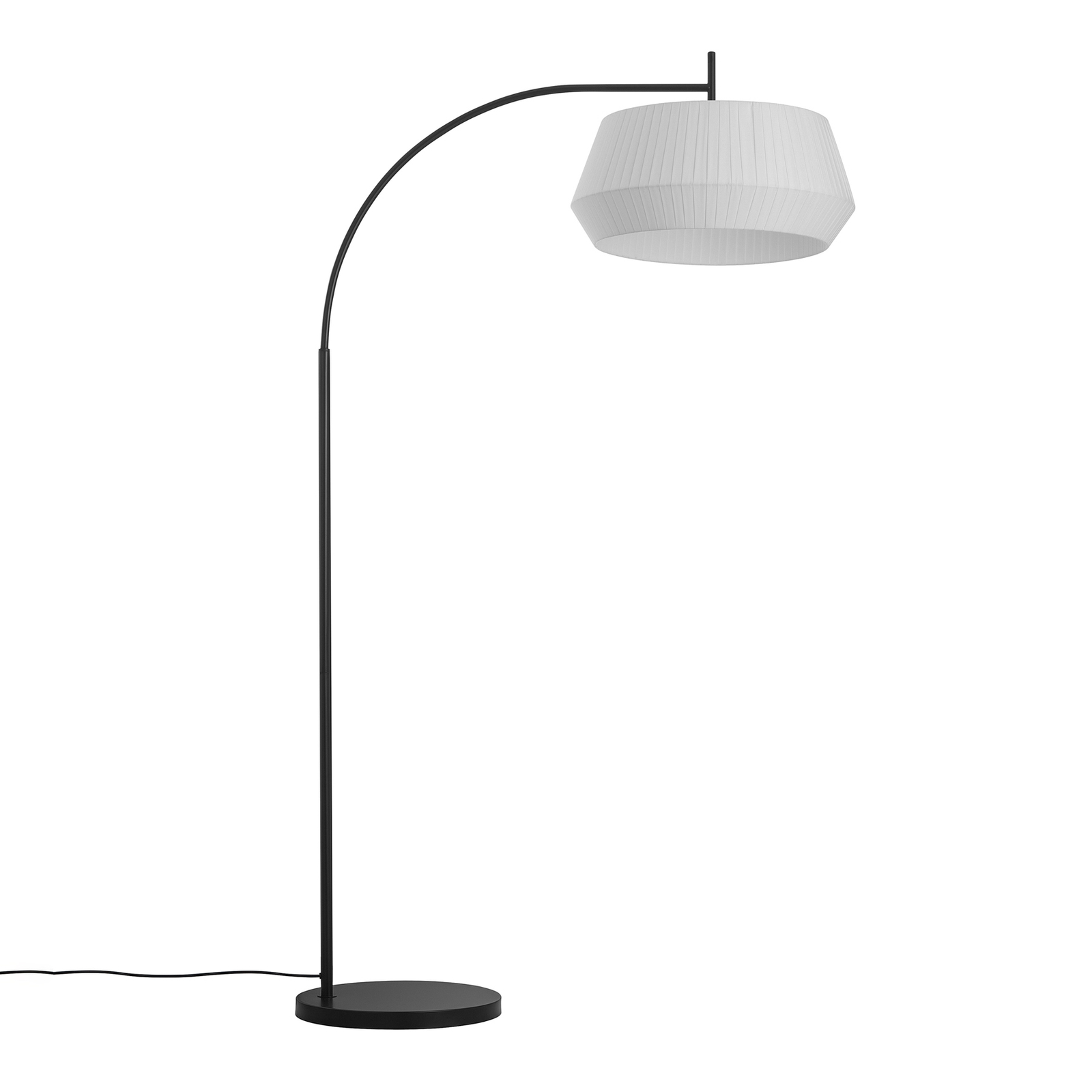 Dicte floor lamp, hand-bound lampshade, white