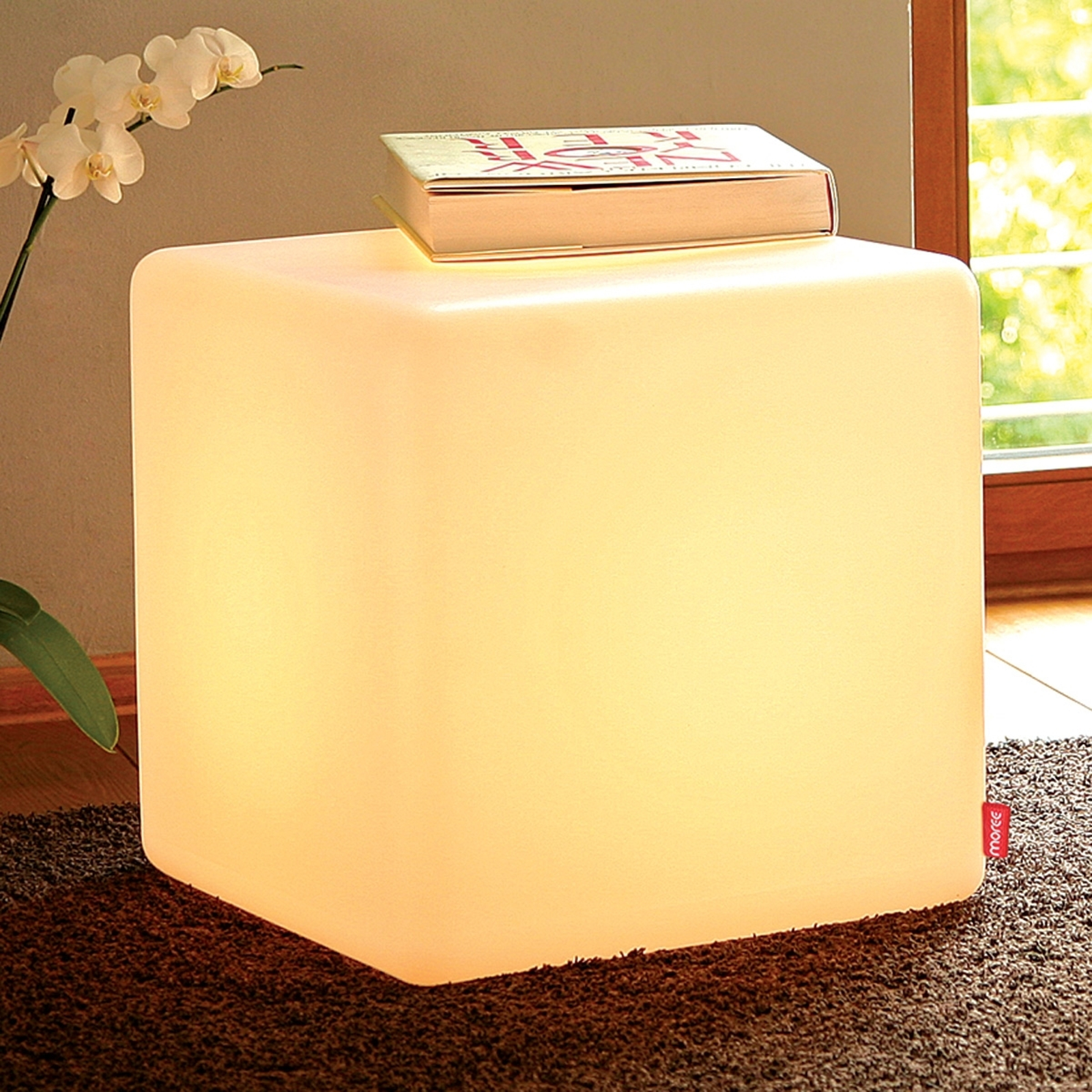 Moree Cube Indoor decorative light E27, for Living / Dining Room, PE plastic, semi-matt, E27, 40 W, energy efficiency: E, L: 44 cm, W: 44 cm, H: 45 cm