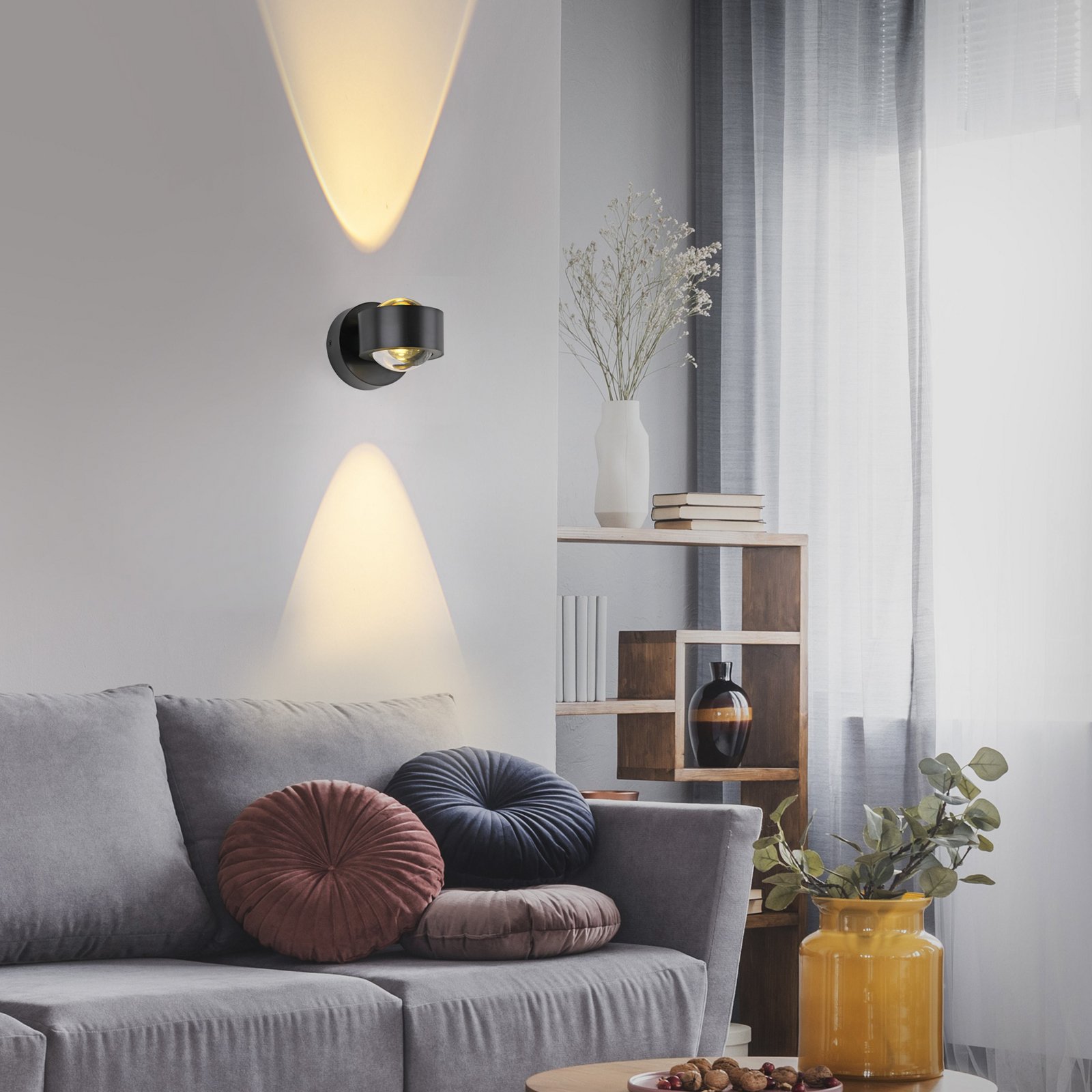 JUST LIGHT. aplique de pared LED Chia negro hierro 3000 K