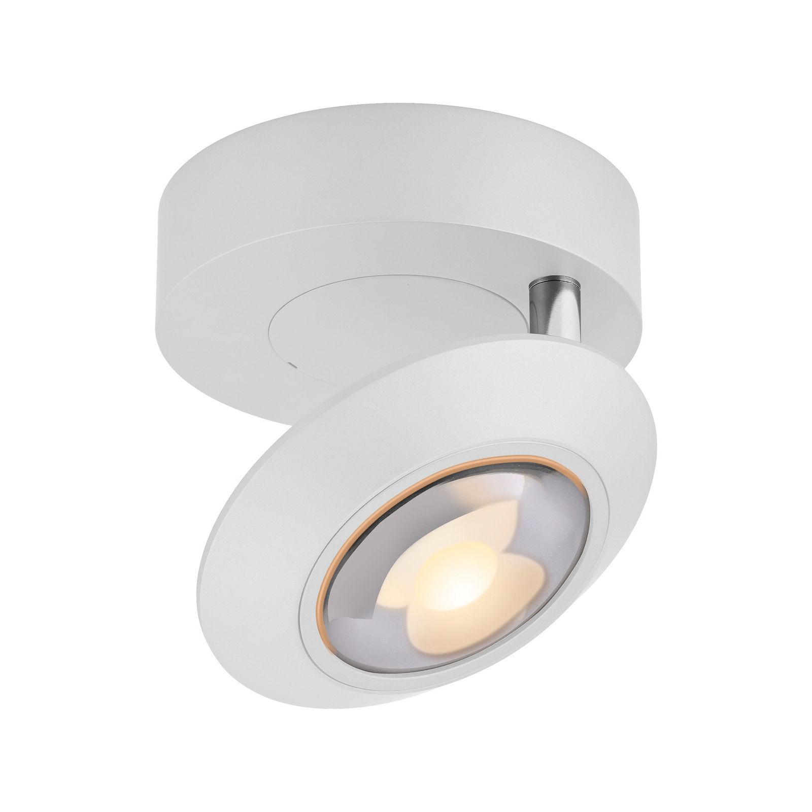 PURE LED таванска лампа Oculis, бяла, Ø 15 cm, желязо/стъкло