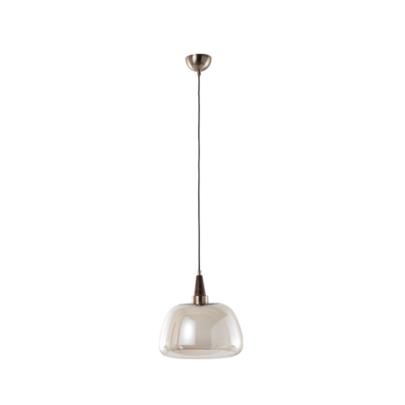 Candeeiro suspenso Ermo, cor de latão antigo, Ø 30 cm, vidro/metal