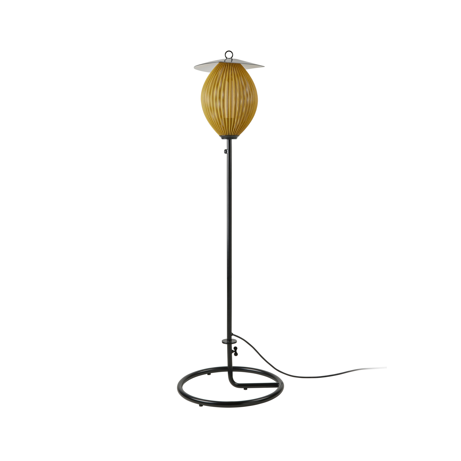 GUBI Satellite outdoor floor lamp, IP65, black/ mustard gold