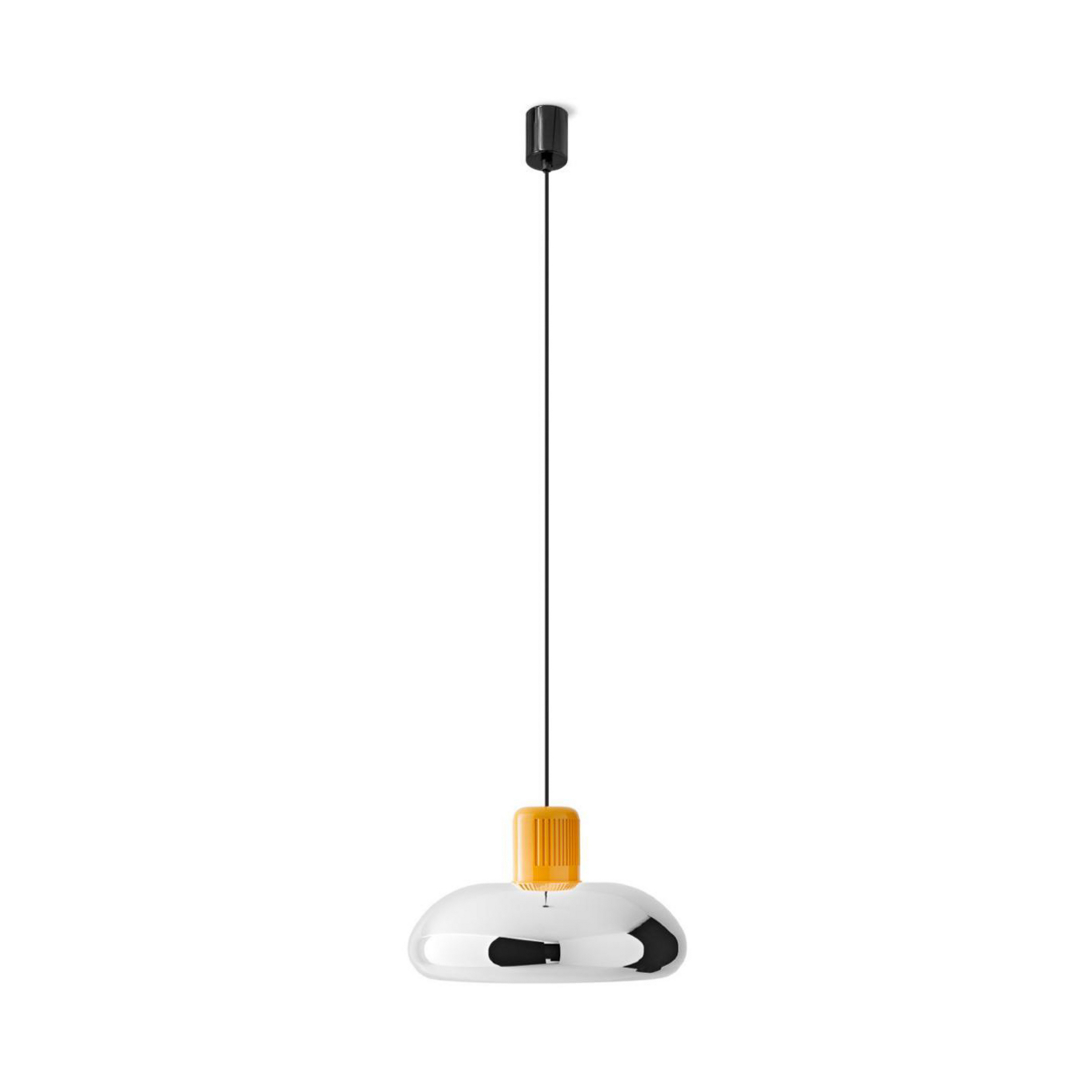 Stilnovo LED-Hängelampe Trepiù, chromfarben/gelb, Ø 40 cm