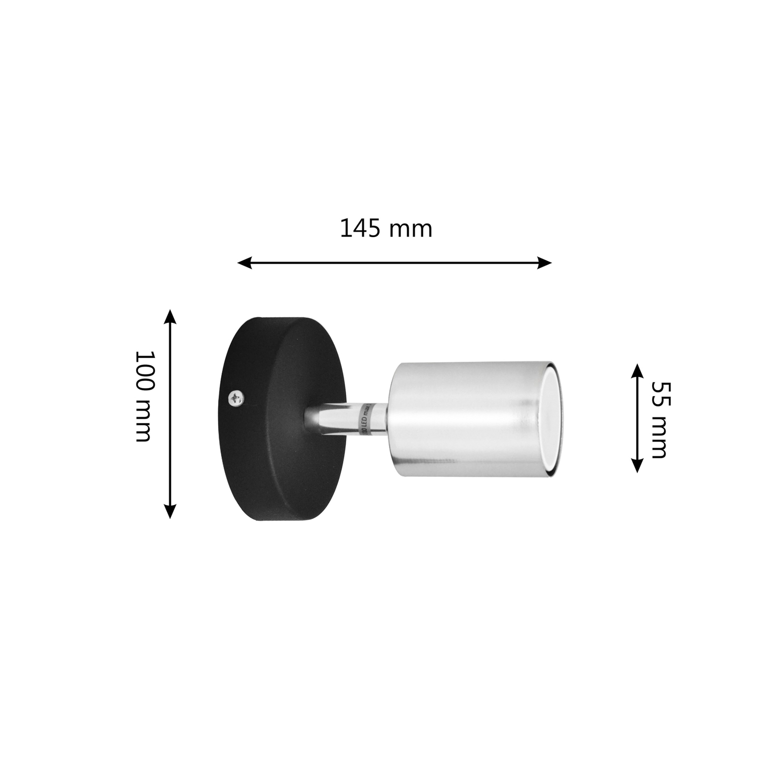 Zidna svjetiljka Tune II, crna/krom, metal, E27, Ø 5,5 cm