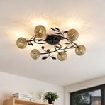 Lucande Evory ceiling lamp, Ø 69 cm, 6-bulb, black/gold, G9