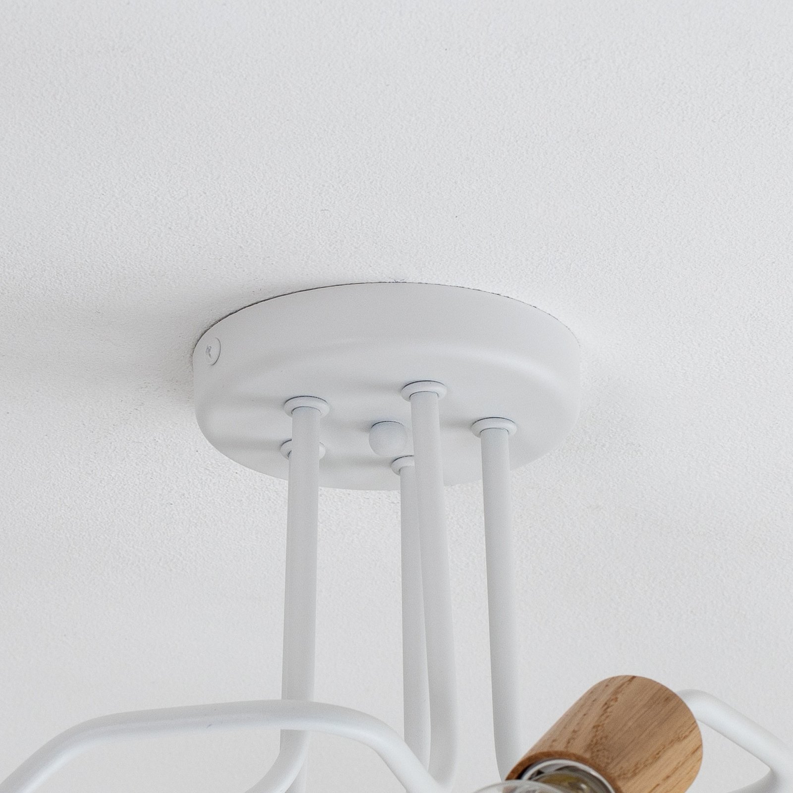 Envostar Joiy plafondlamp 5-lamps verdeeld wit/hout
