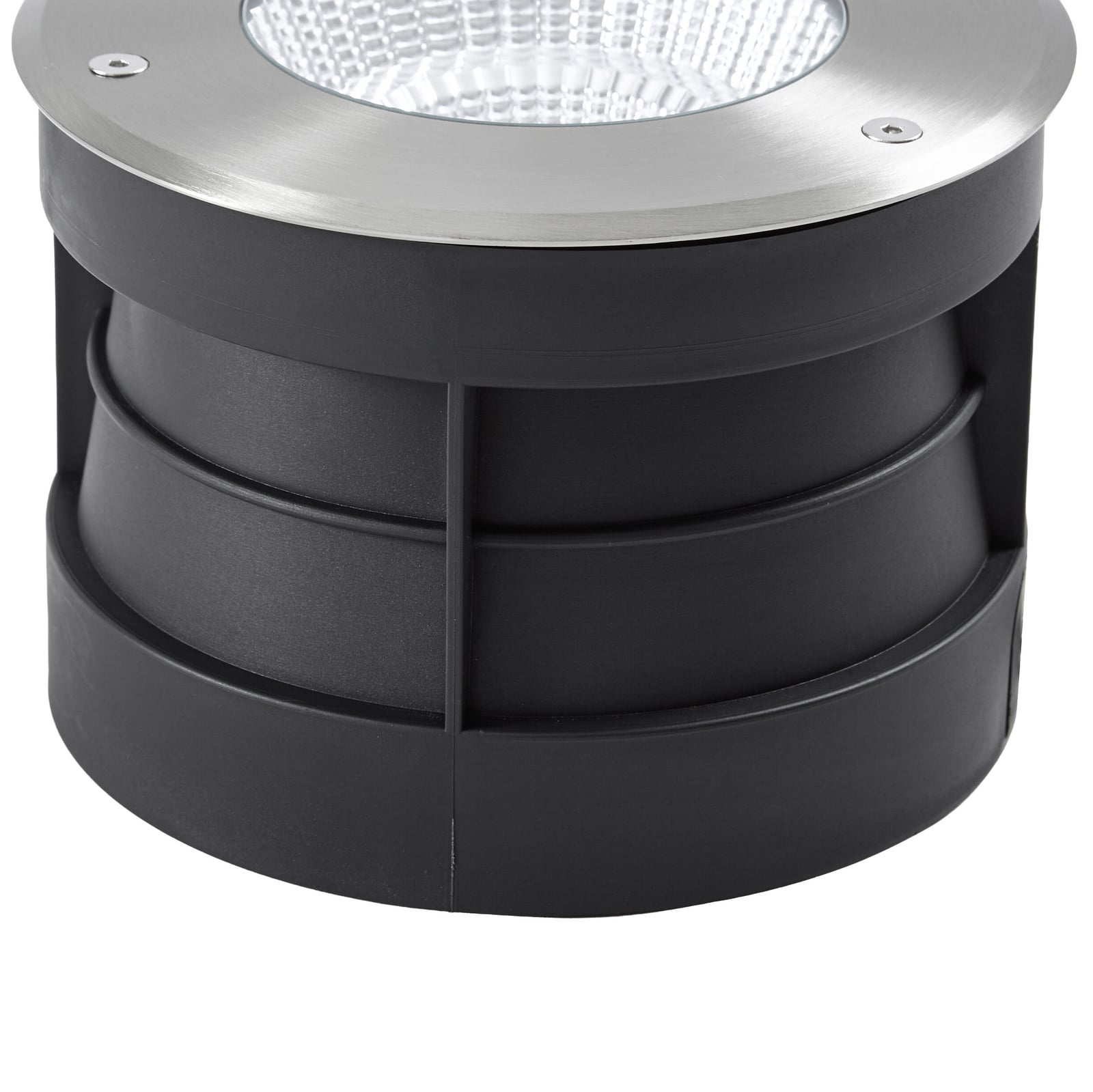 Arcchio LED-lattia-upotusspotti Thentos, Ø 18 cm, 60°, nikkeli, IP67