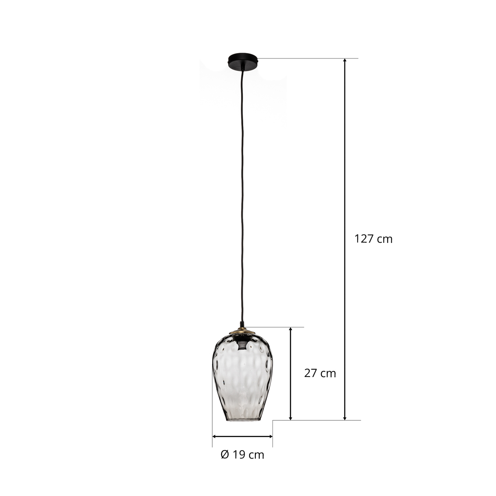 Závěsná lampa Linkeus II skleněné stínidlo kouřově šedé Ø 19cm