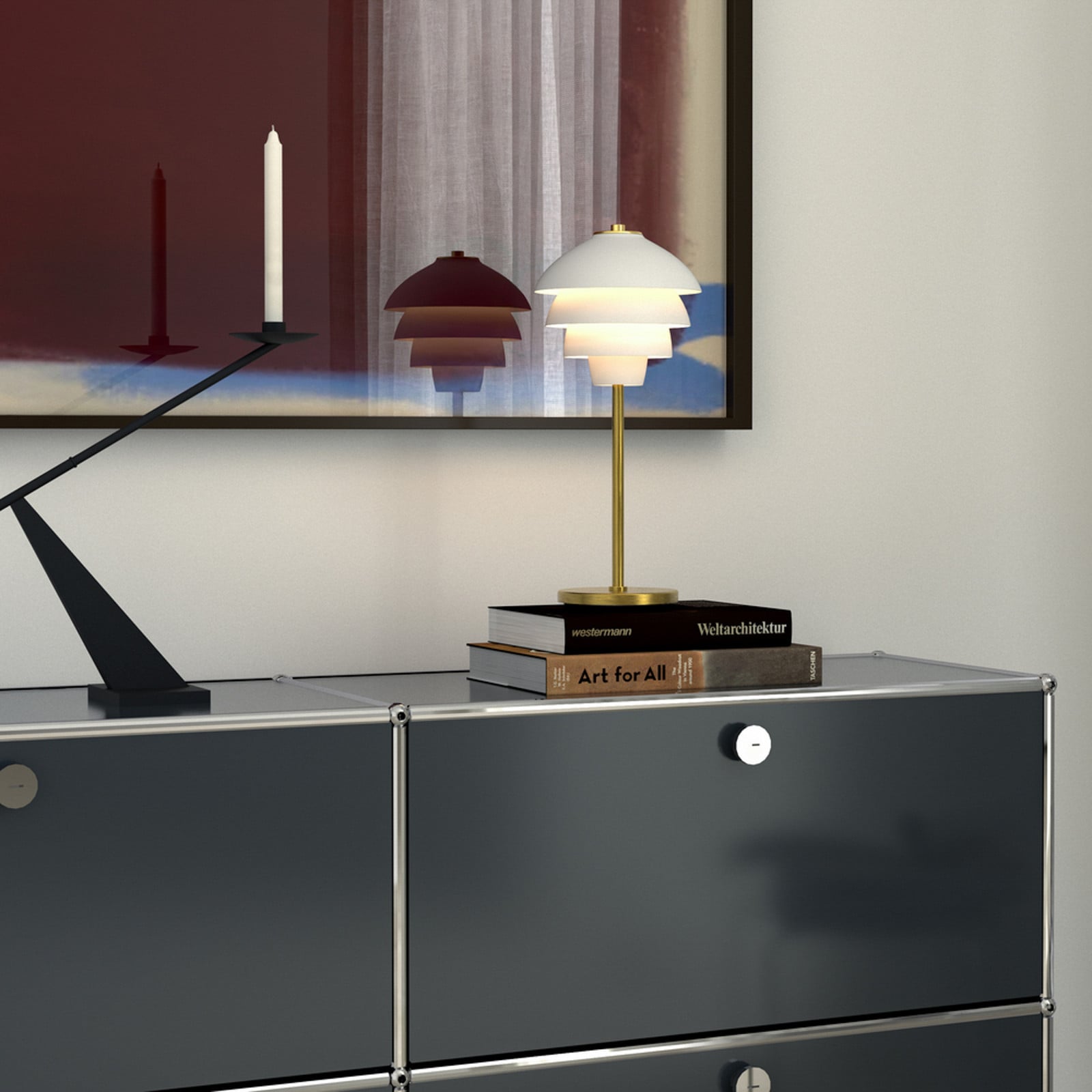 Valencia bordlampe, højde 41 cm, hvid/messing, G9 Belid - Stue - Design - Metal - Med én lyskilde billede