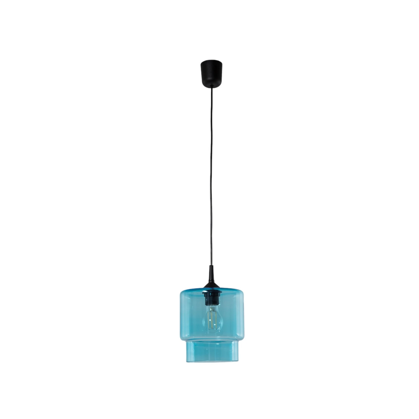 Suspension en verre Nesto, bleu marine, Ø 18 cm, E27