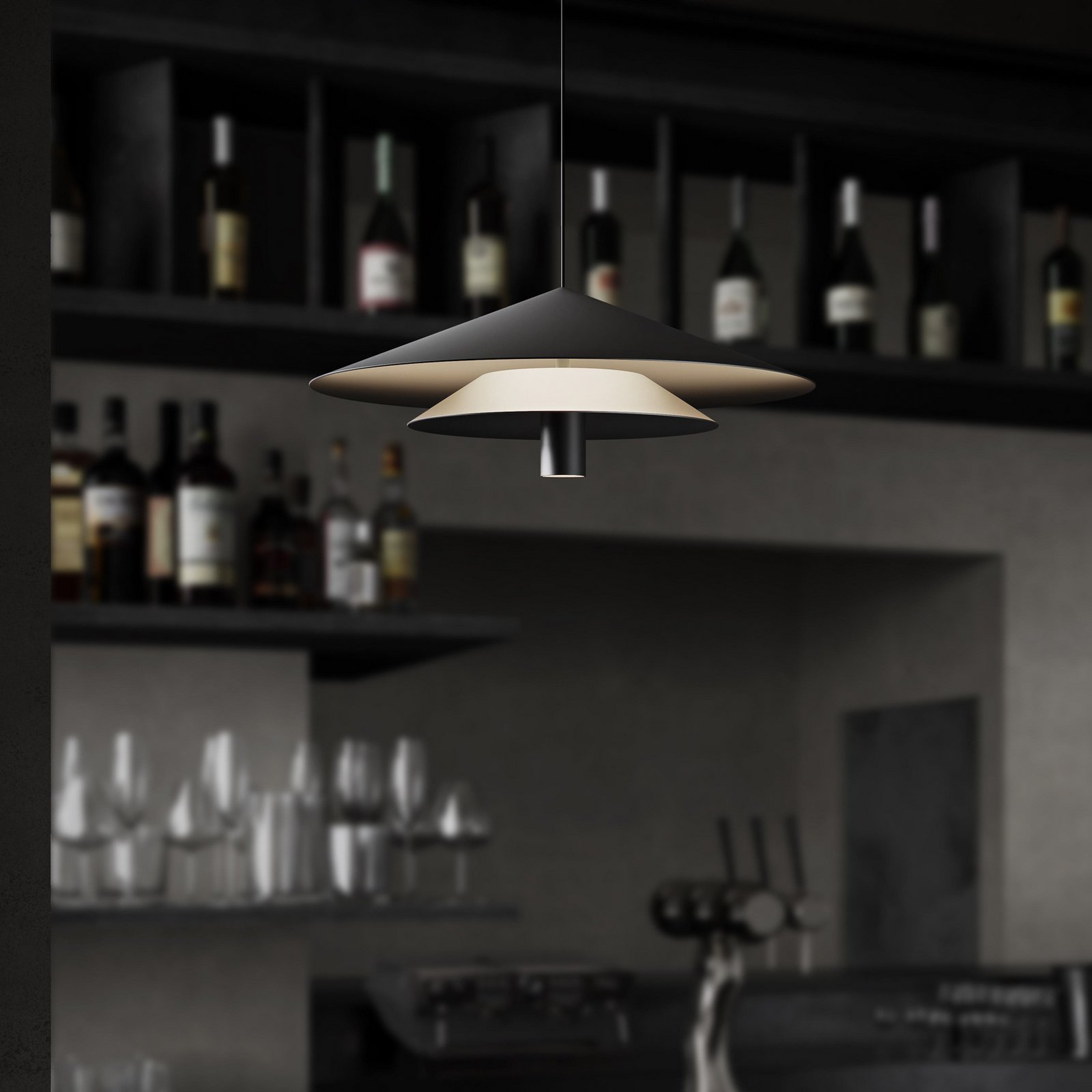 Karman LED pakabinamas šviestuvas ASSO, juodas, metalas, Ø 42 cm