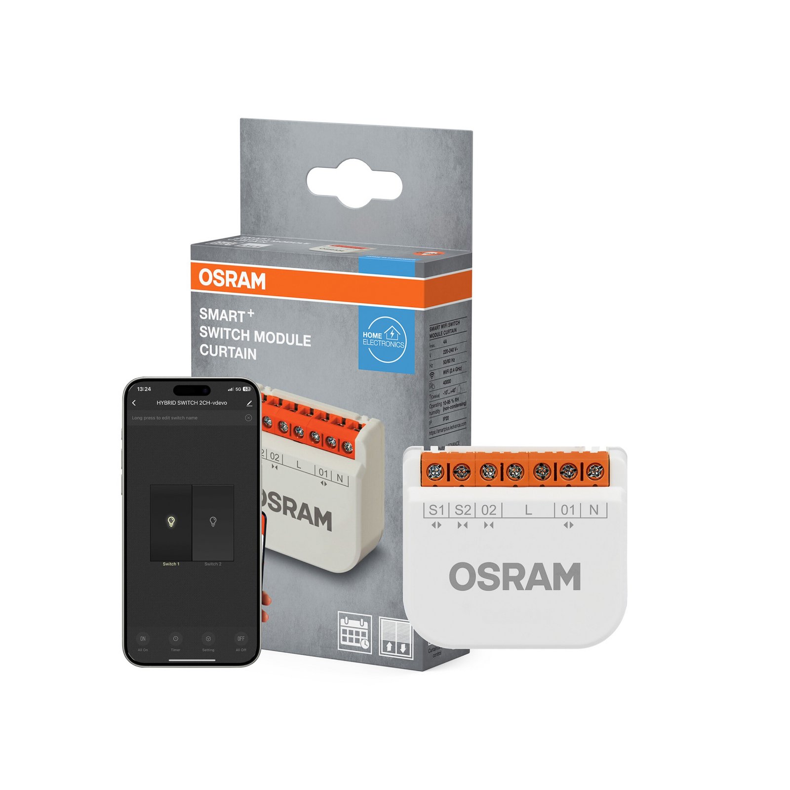 OSRAM SMART+ WiFi-kontaktmodul, rullegardinaktør, indbygget IP20