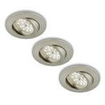 Vridbar LED-inbyggnadsspot 3-pack matt nickel