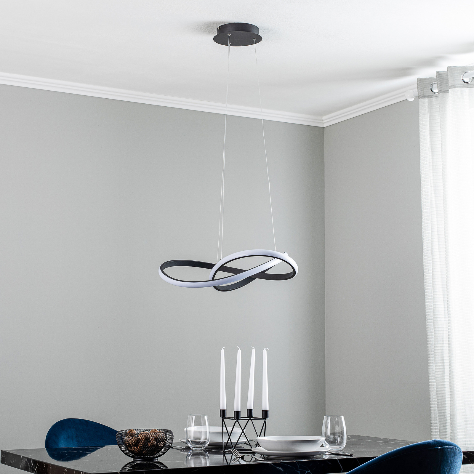 Lindby Kamia LED-Hängeleuchte, schwarz