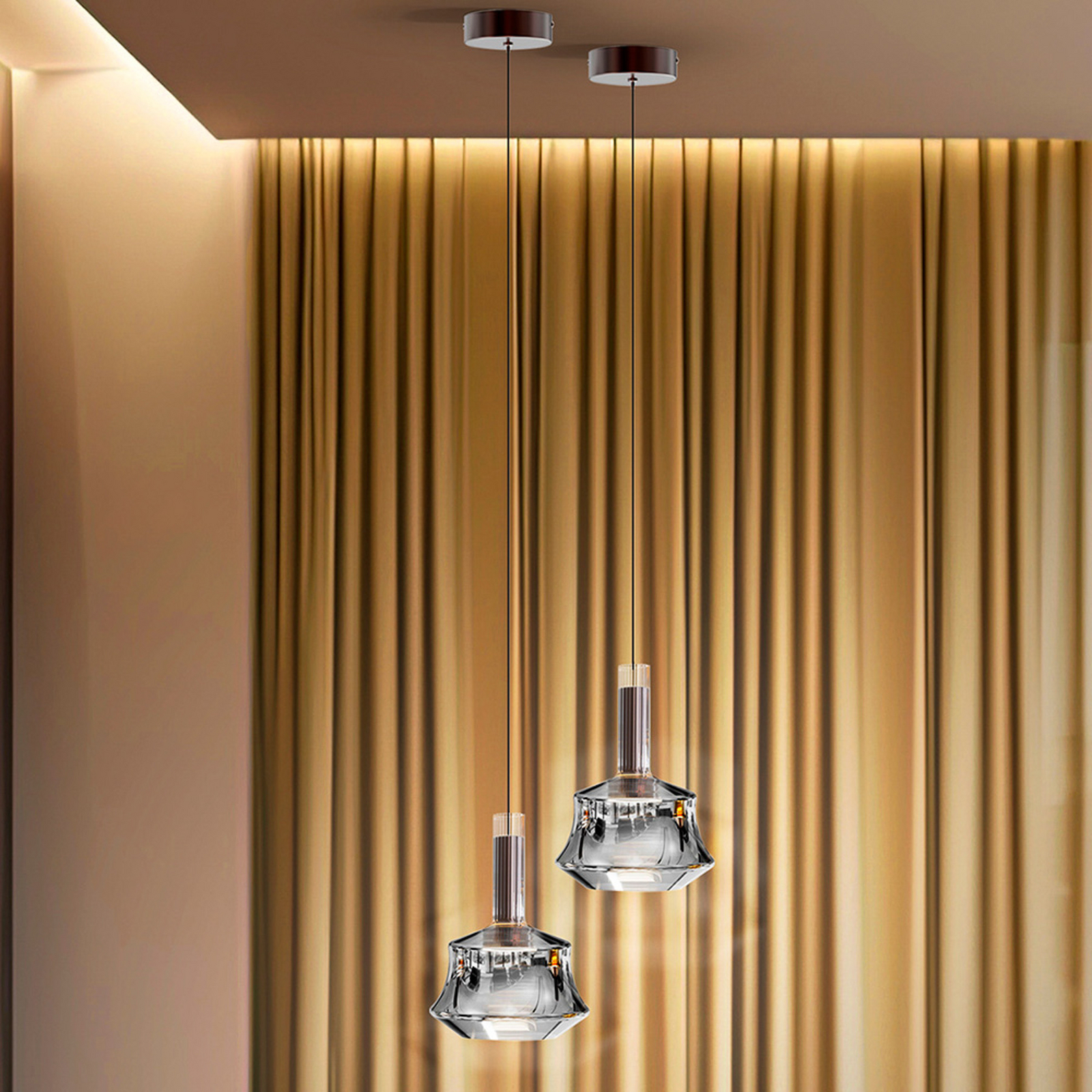 LED závesné svietidlo Scarlett, strieborná, Ø 18 cm, sklo