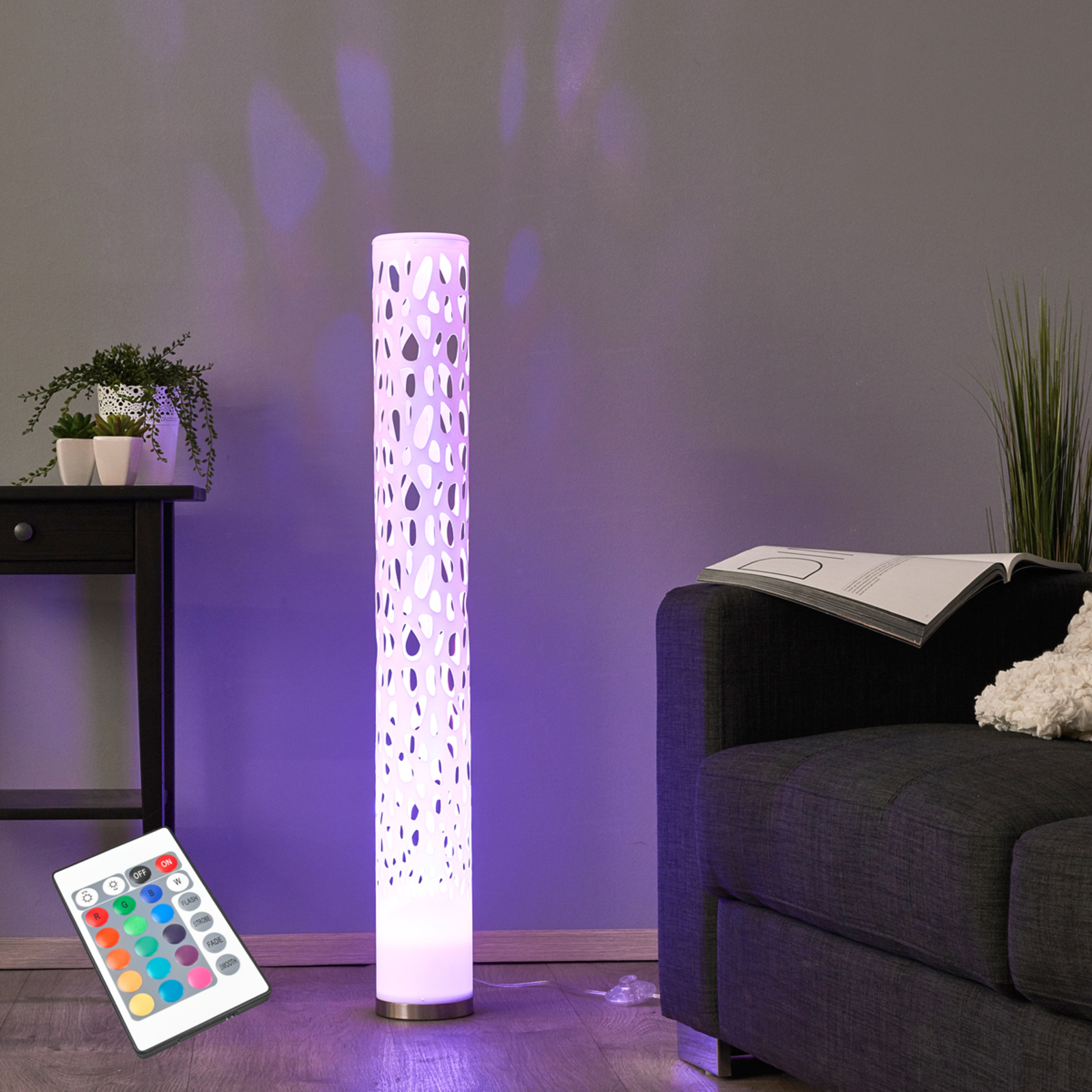 Dekorativ RGB-LED-golvlampa Alisea