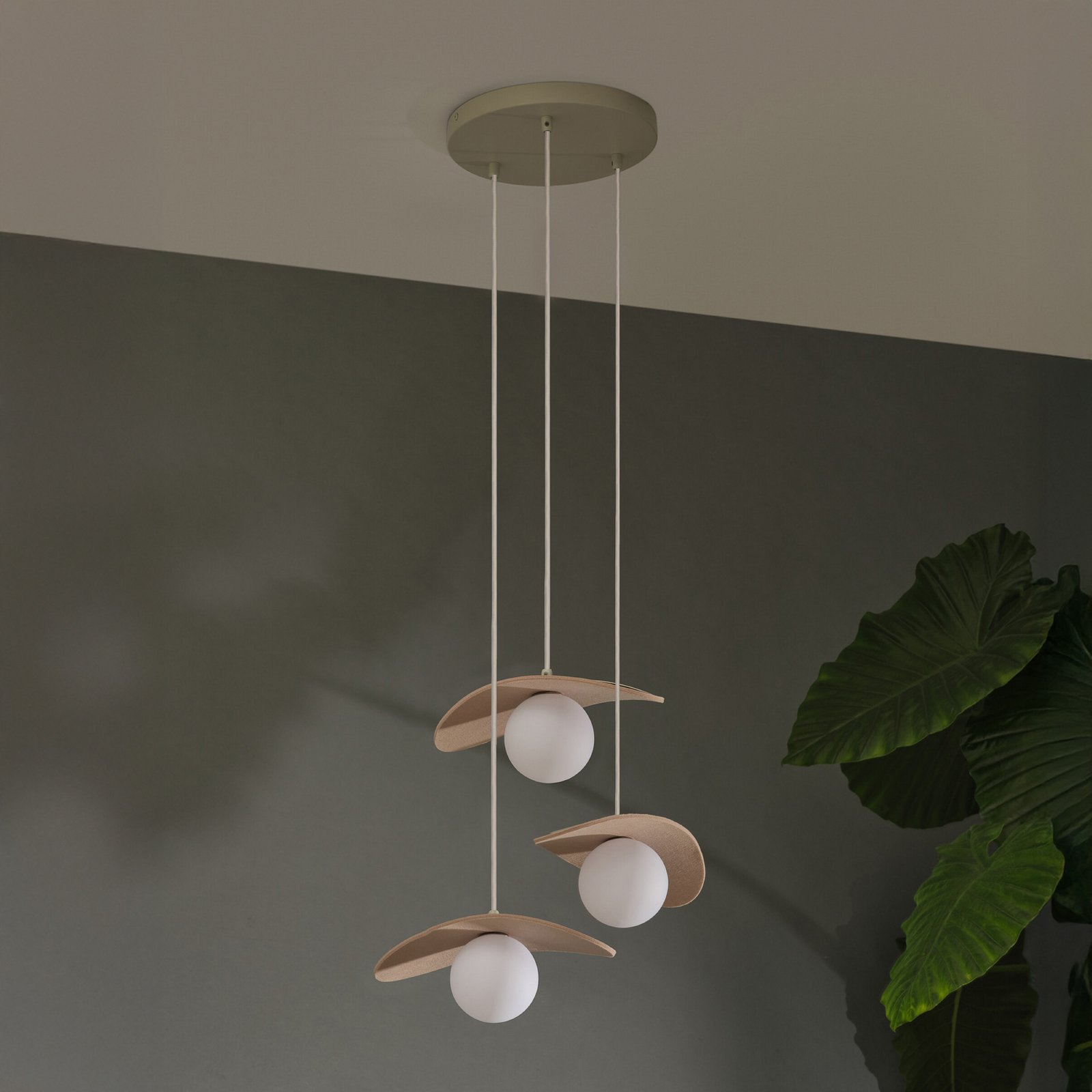 Lampada a sospensione OSRAM Decor Pearl, a 3 luci, beige, feltro, G9