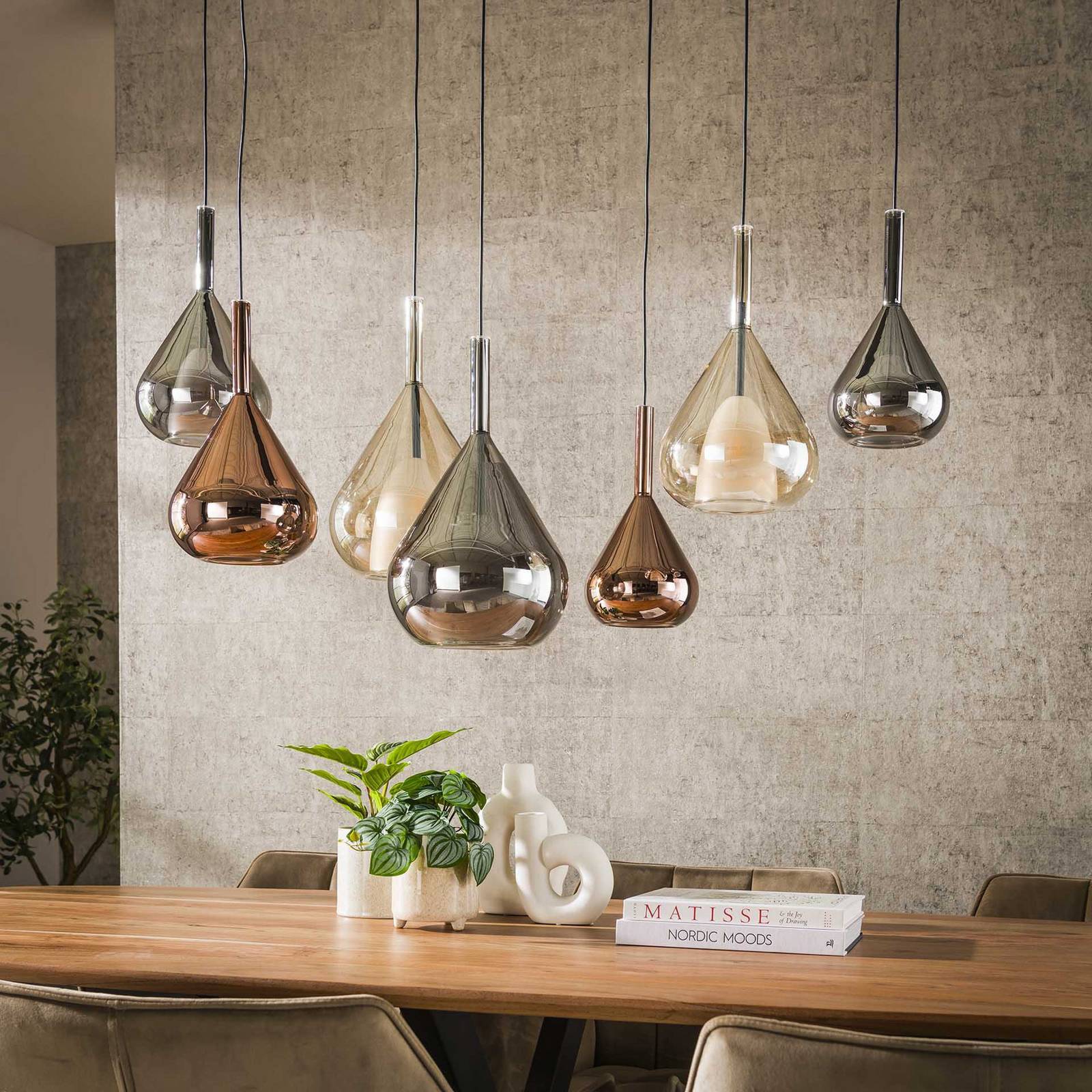 Lampa wisząca mieszana Aurelie, 7-punktowa, szklana, wielokolorowa