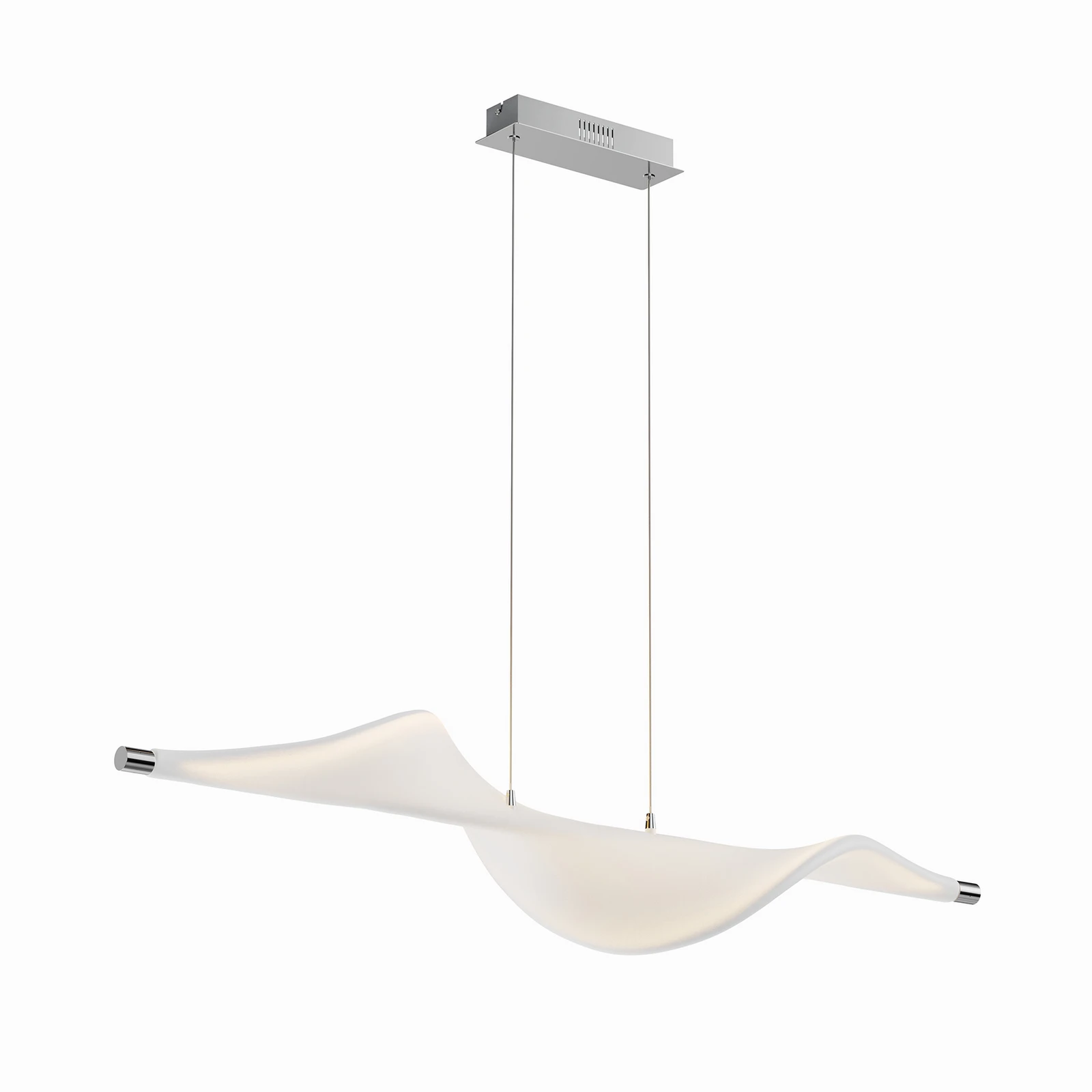 Lucande LED κρεμαστό φωτιστικό Edano, 122 cm, λευκό, υφασμάτινο, ρυθμιζόμενο