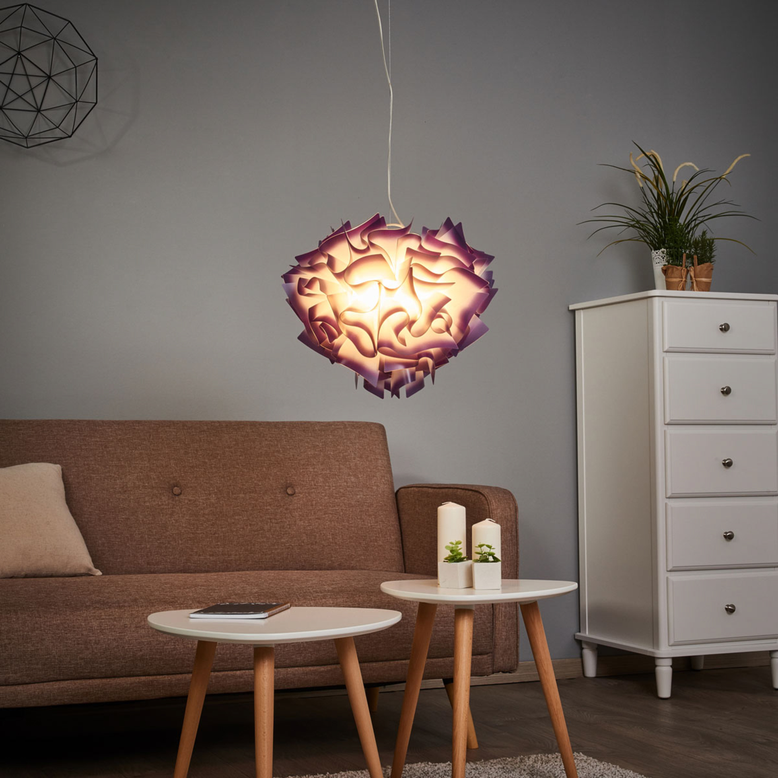 Slamp Veli - designer hanging light, Ø 42 cm, plum