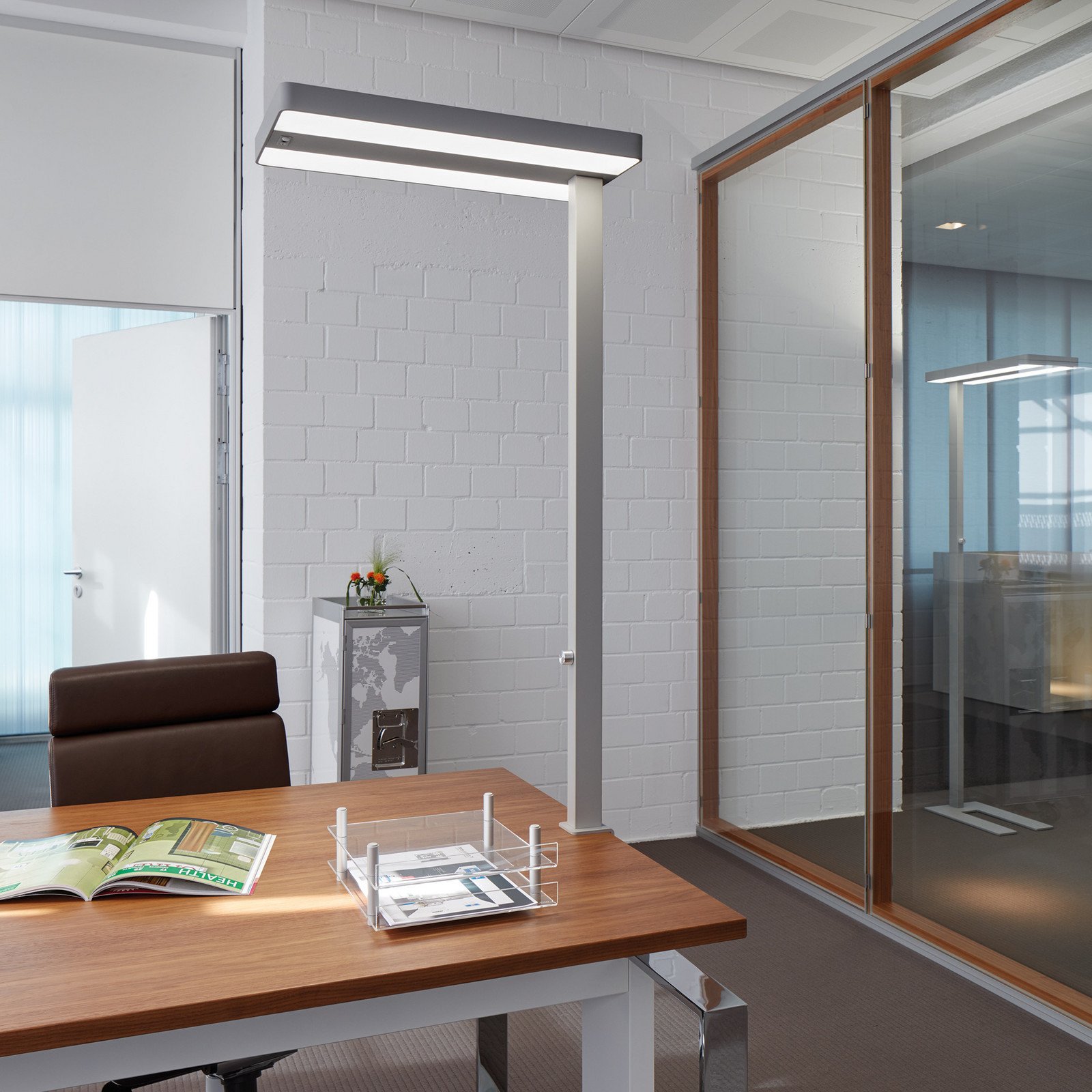 Lampă de masă cu senzor LED MAULjuvis argintiu 120 cm bază cu clemă dimabilă - Studiu / Birou - modern - Aluminiu