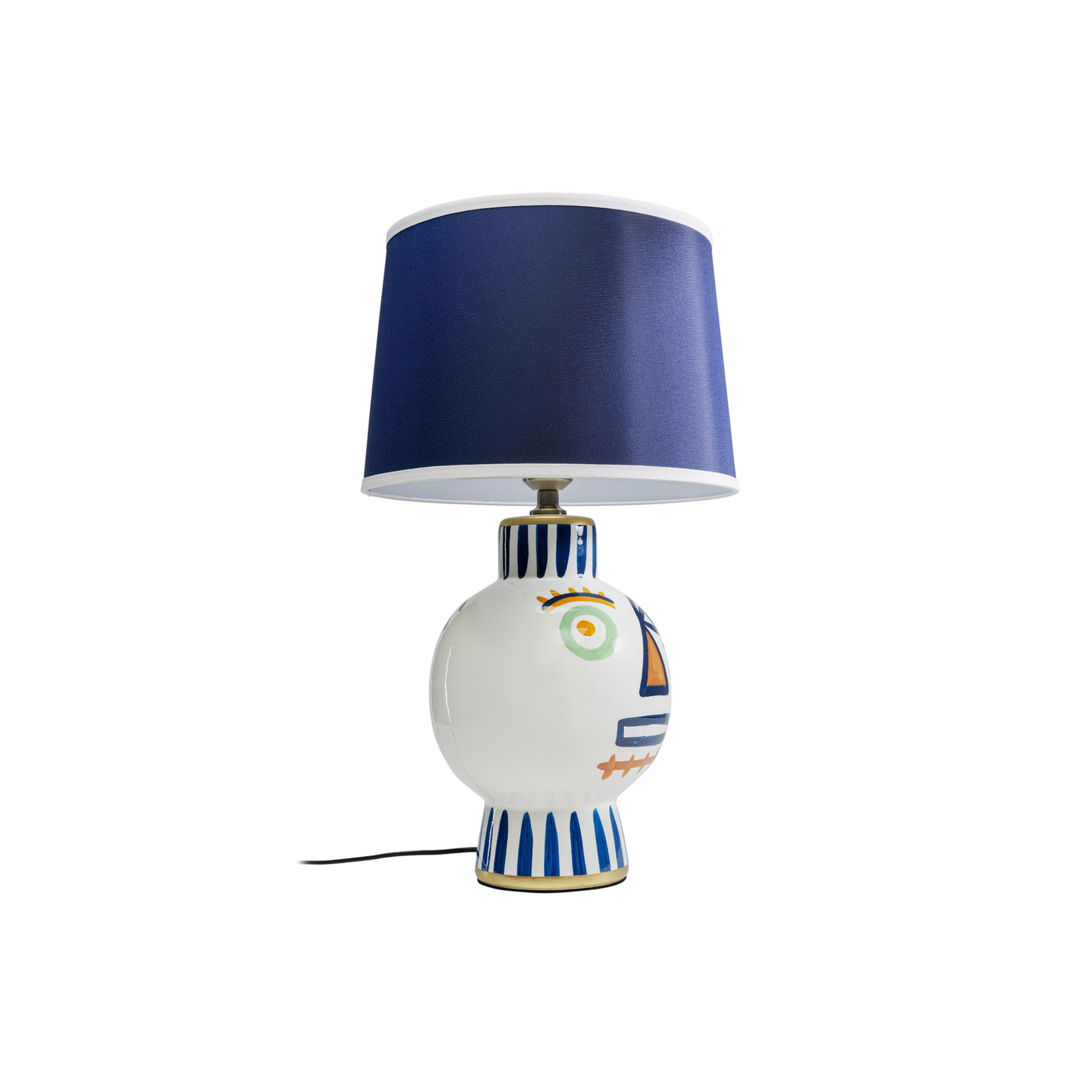 KARE Two Face bordlampe, blå, tekstil, porcelæn, 65 cm