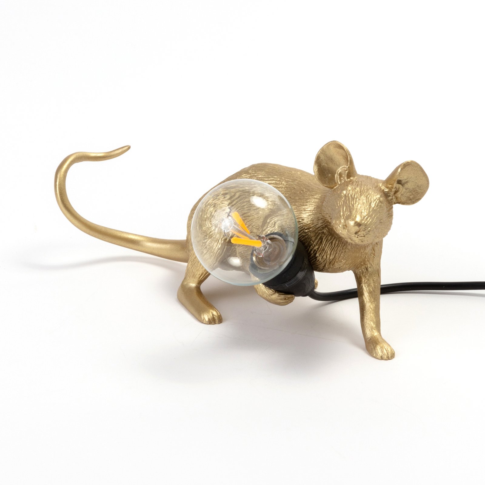 SELETTI Mouse Lamp LED-Dekolampe USB liegend gold