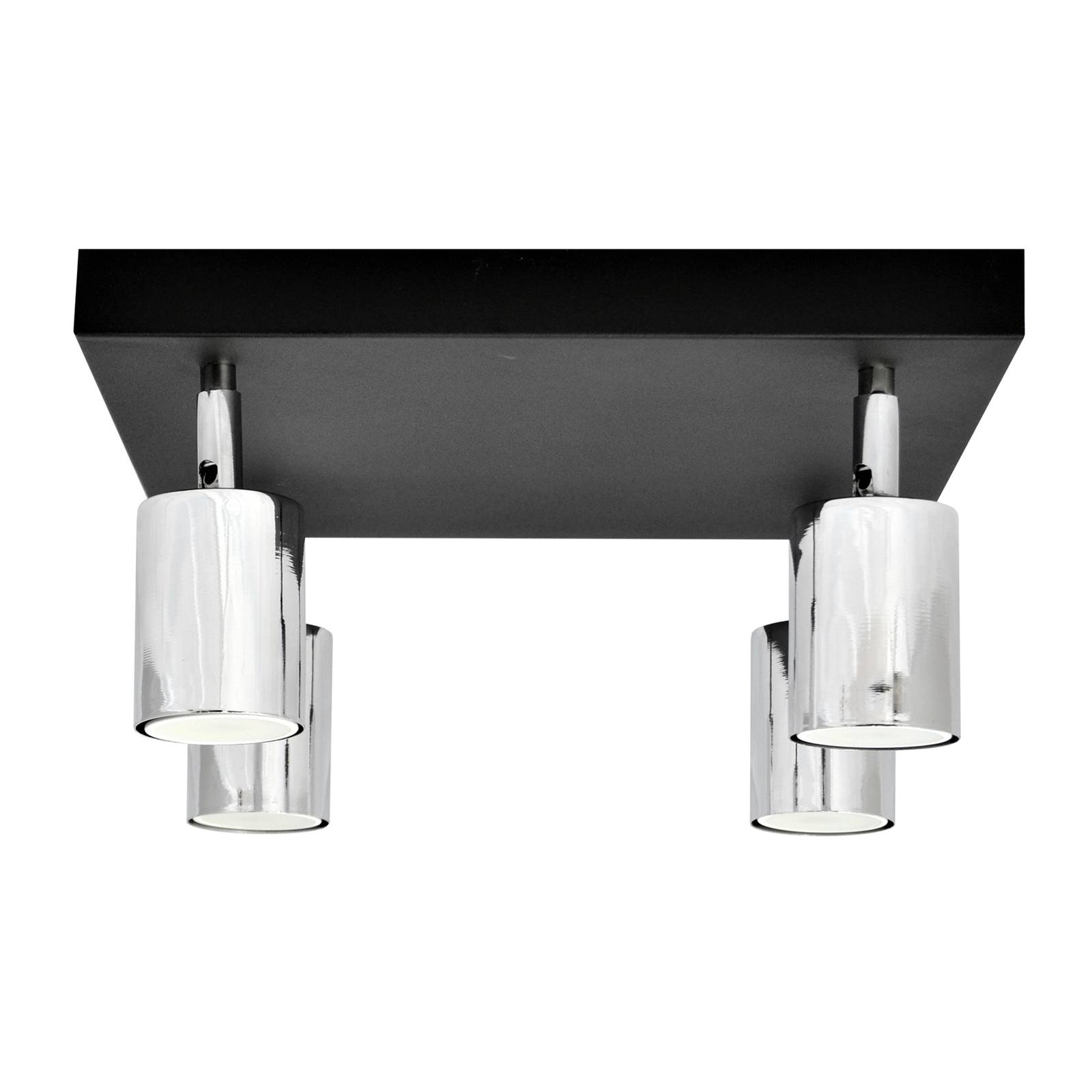 Deckenlampe Tune II, schwarz/chrom, Metall, 4-flg., Quadrat günstig online kaufen