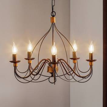 Fiamma Marrone chandelier 5-bulb, no lampshades