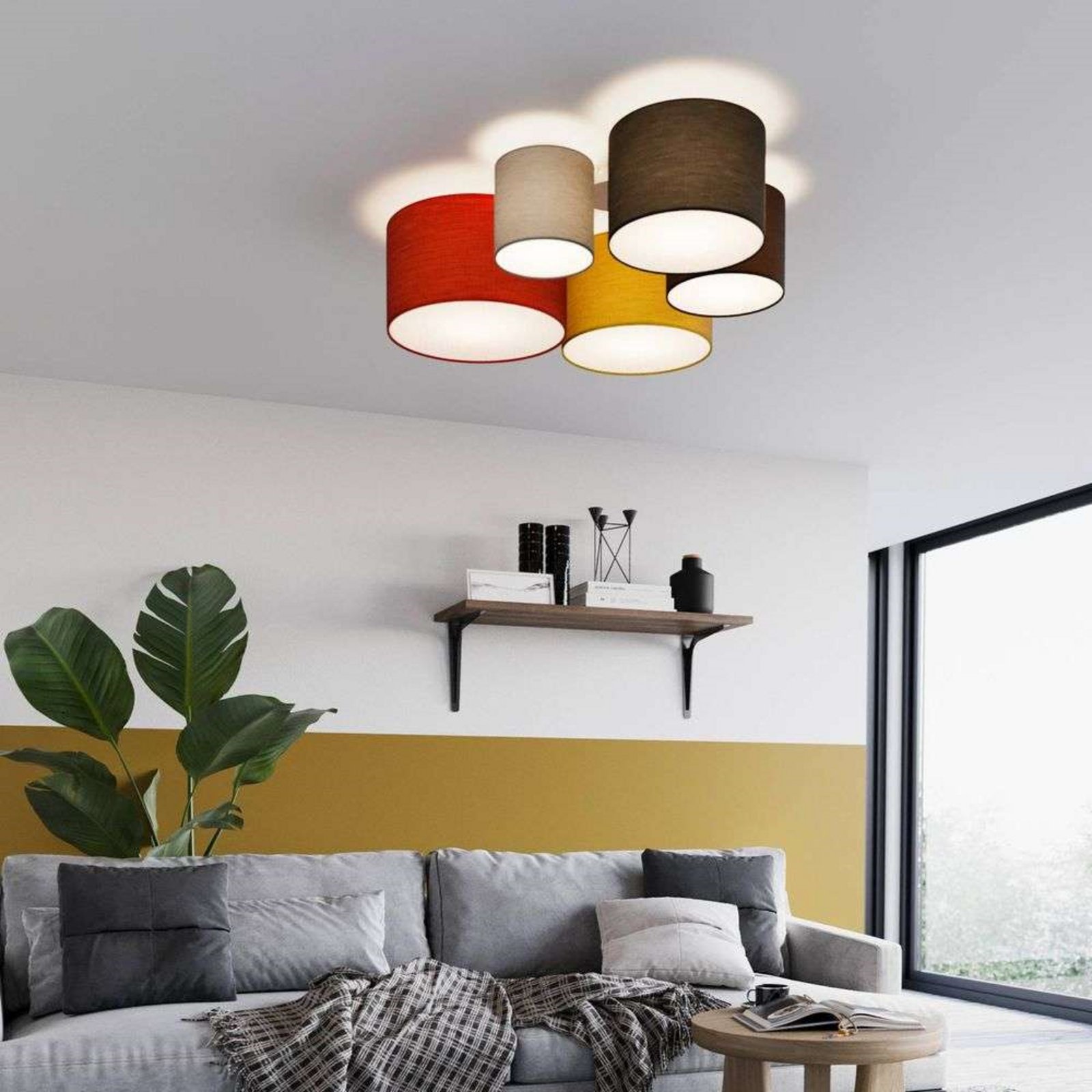 Laurenz 5 Plafond Red/Yellow - Lindby