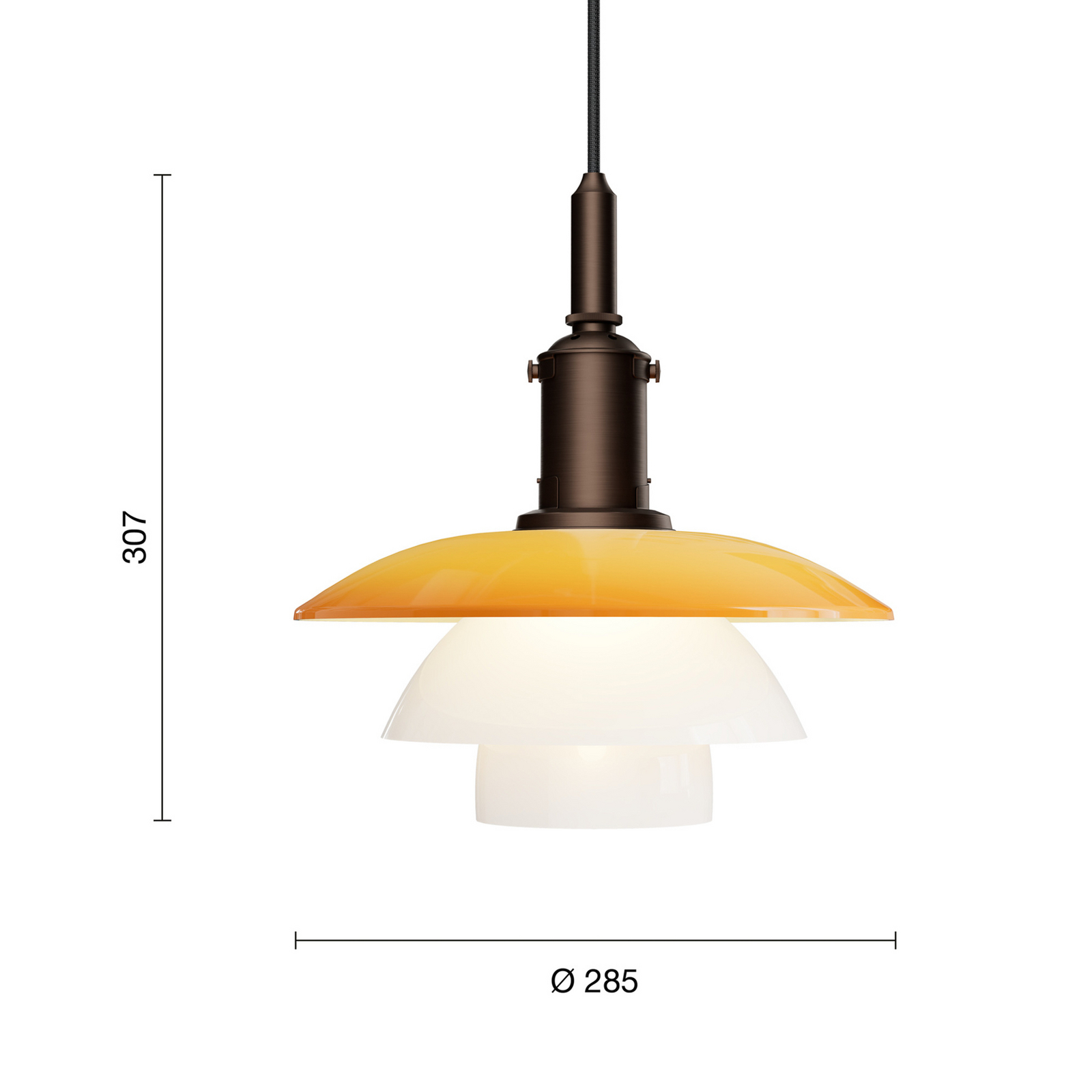Lámpara colgante PH 3/3 Centenary, ámbar/blanco, Ø 28 cm - Louis Poulsen Lámpara colgante PH 3/3 Centenary, ámbar/blanco, Ø 28 cm - Louis Poulsen