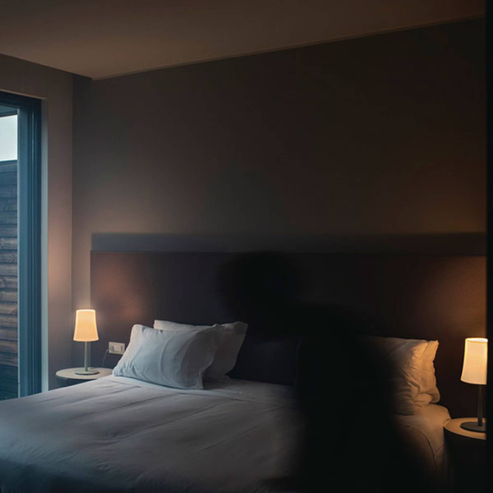 FOSCARINI Foscarini Birdie Easy table lamp black, for Living / Dining Room, polycarbonate, painted steel, E27, 57 W, energy efficiency: A++, H: 43 cm