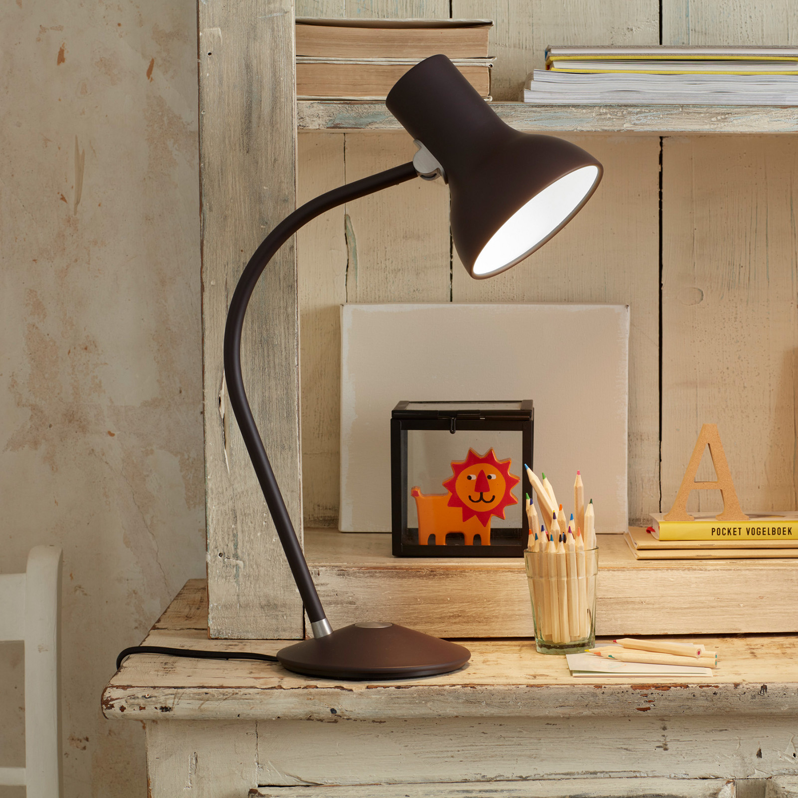 Anglepoise Type 75 Mini lampă de masă negru-maro - Studiu / Birou - design - Metal
