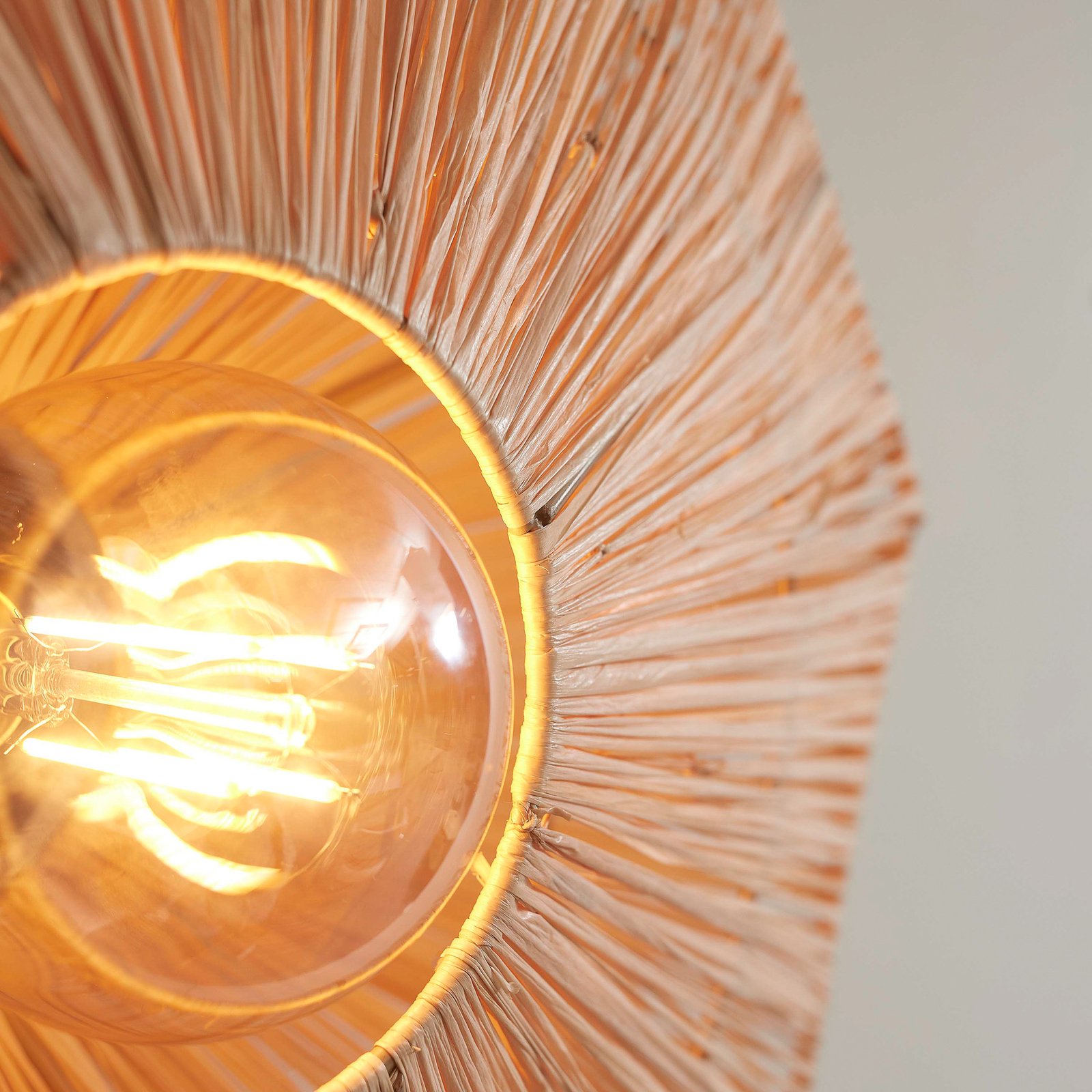 GOOD & MOJO Panama ceiling light, natural, Ø 45 cm, raffia