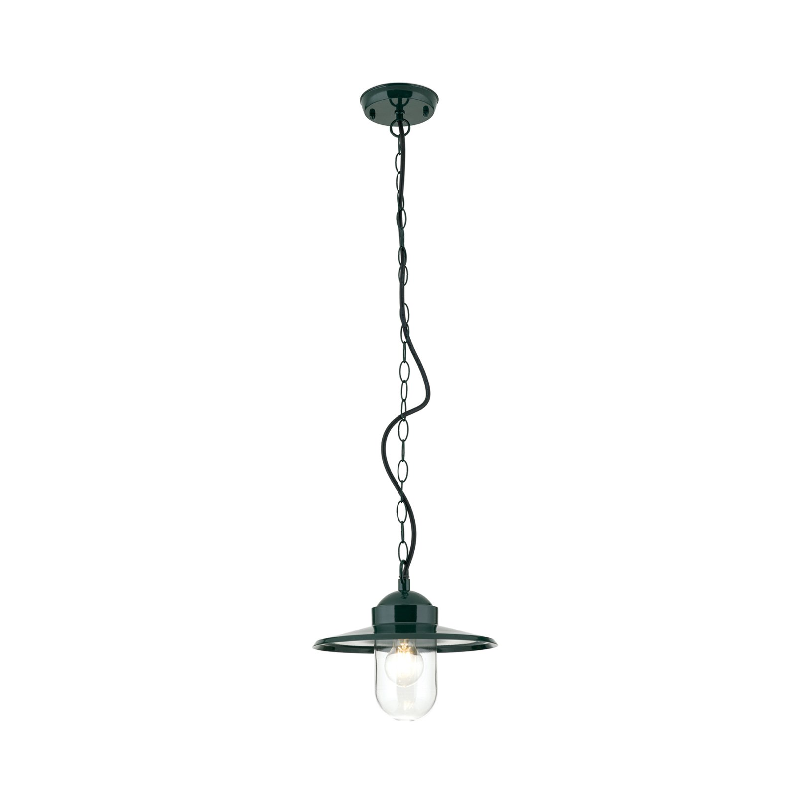 Edward outdoor hanging light, green, Ø 27.5 cm, aluminium/glass