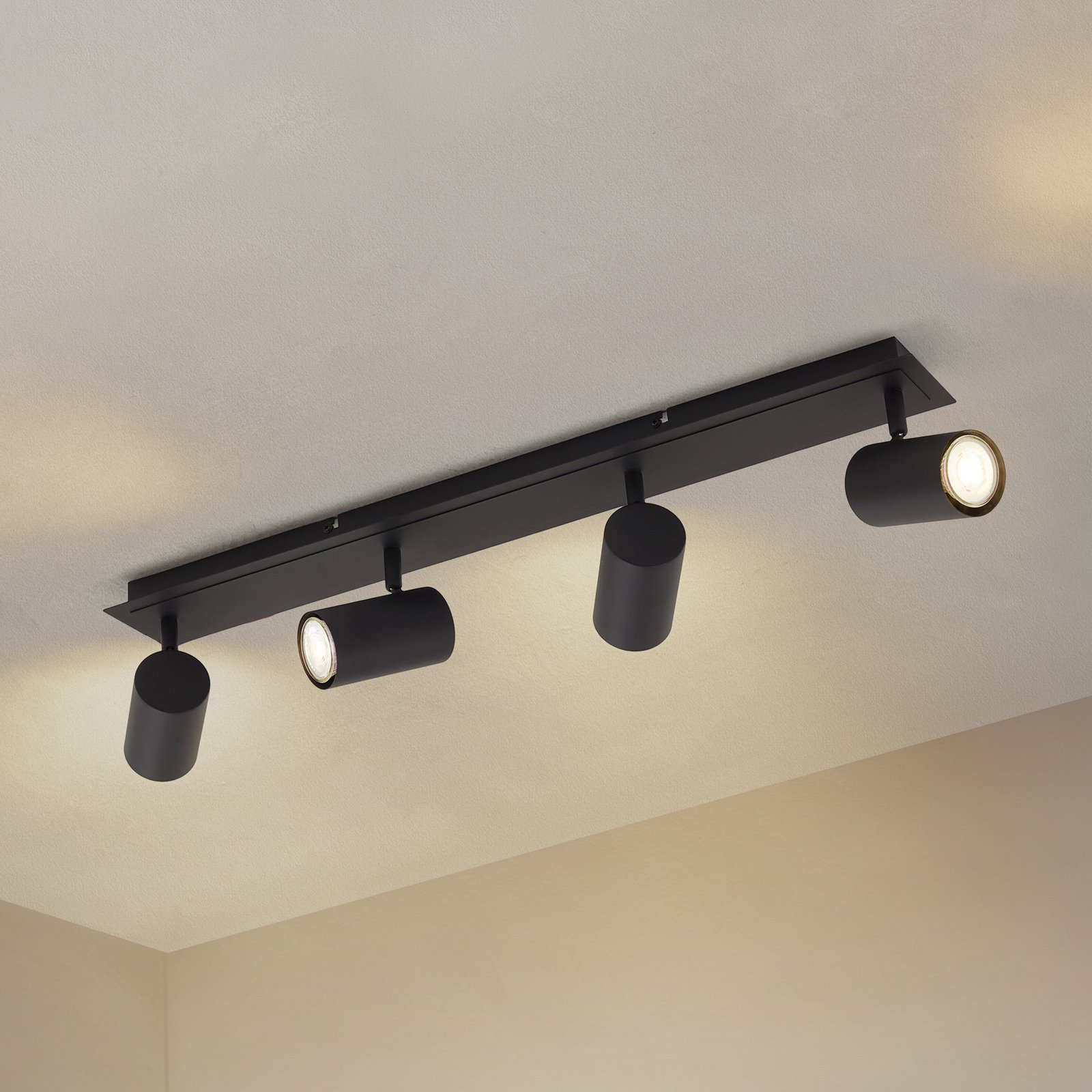 Faretto da soffitto Lindby Joffrey, 70 cm, nero, a 4 luci, GU10