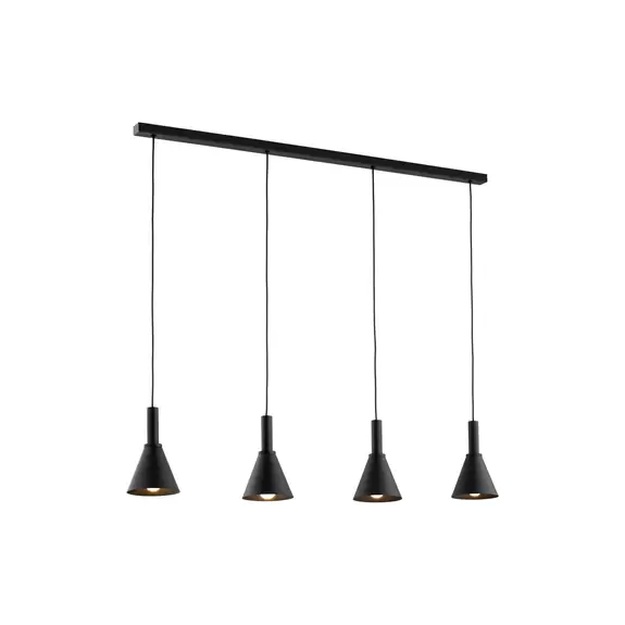 Lampenwelt Hängeleuchte Norte, schwarz, Stahl, Länge 114 cm, 4-flammig