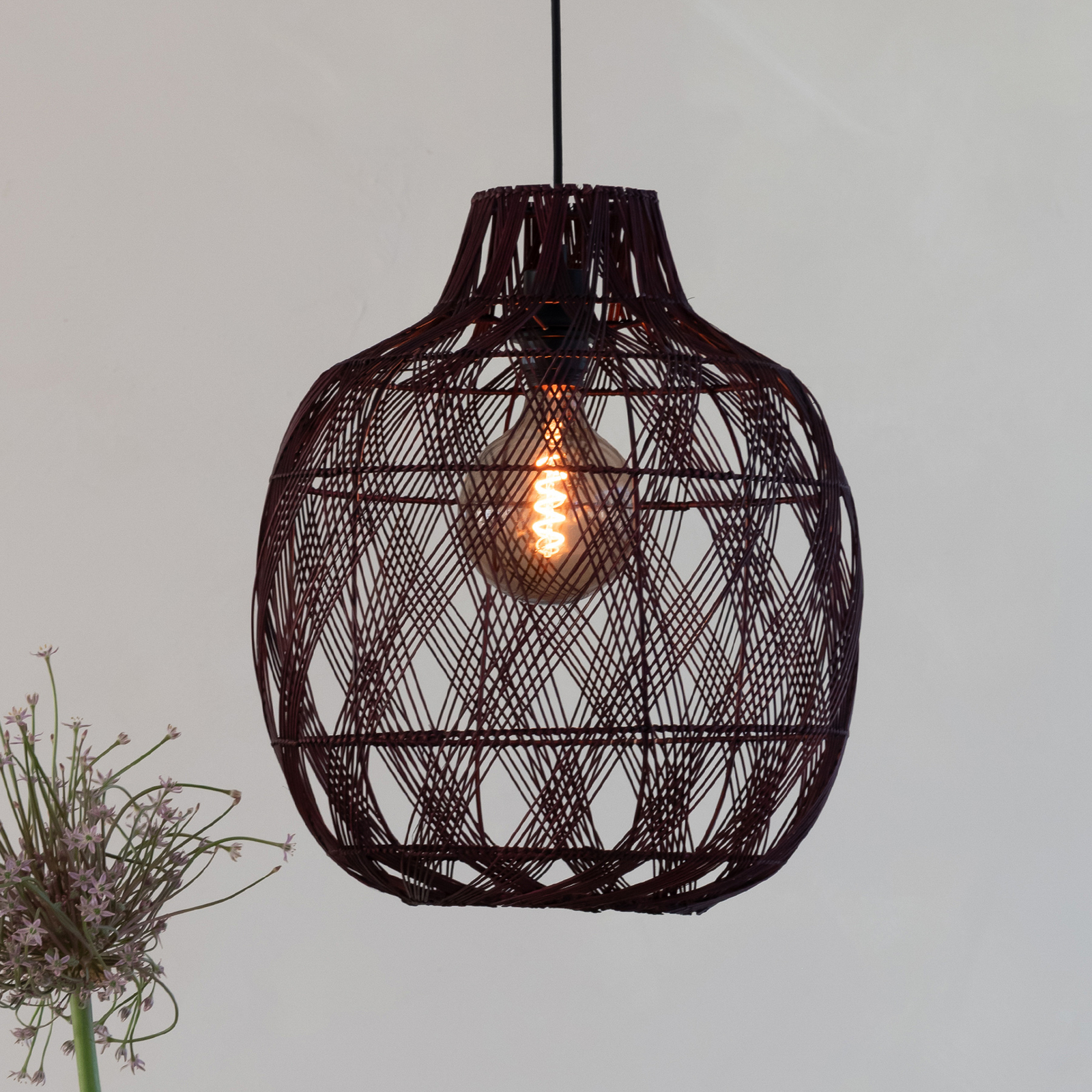 GOOD & MOJO Suspension Mendoza, rouge, Ø 40 cm, bambou, E27