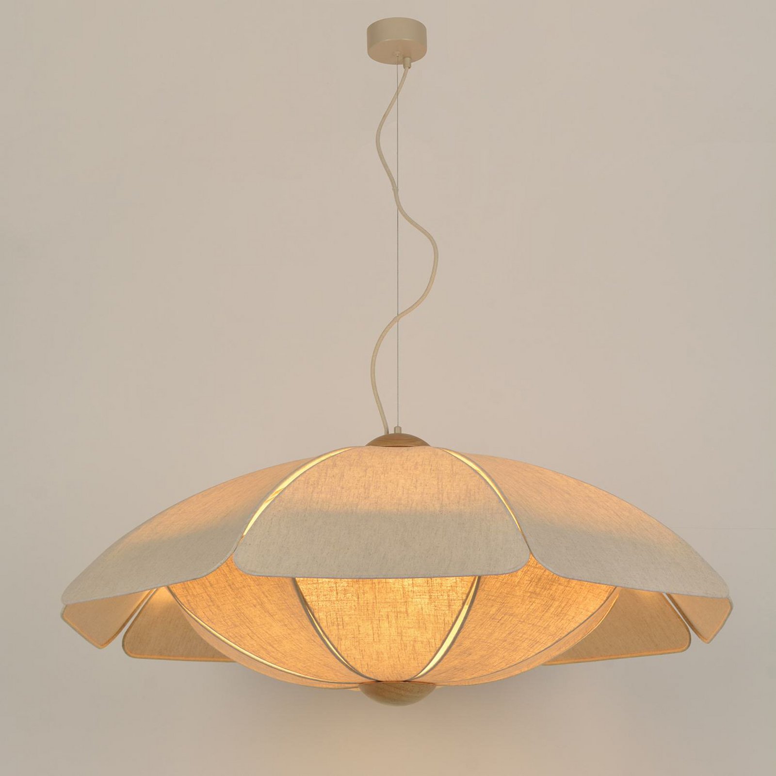 MARKET SET Hängelampe Coquillage, 110 cm cremefarben, Leinen