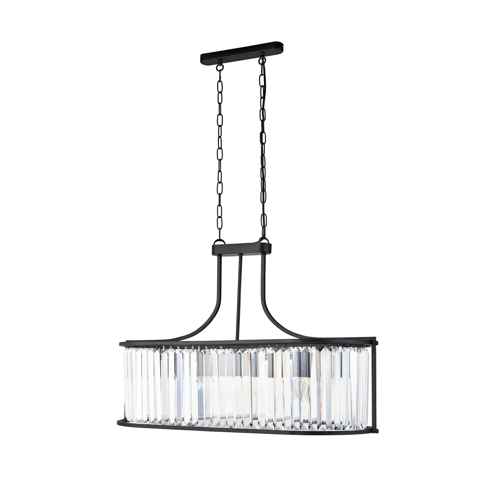 Suspension Victoria, noir, verre cristal, 78 cm, E27