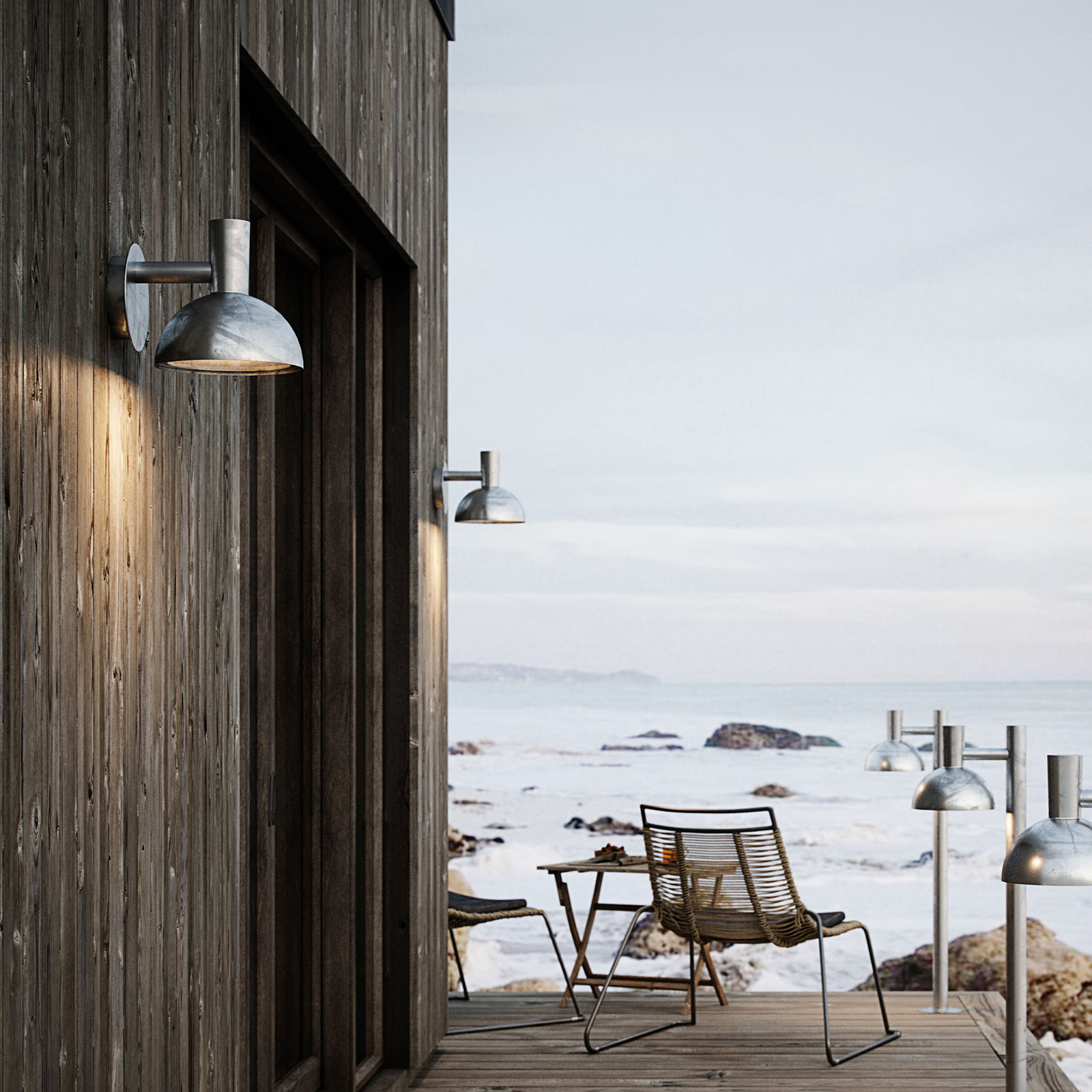 Outdoor wall light ARKI chrome seawater resistant Ø 35 cm