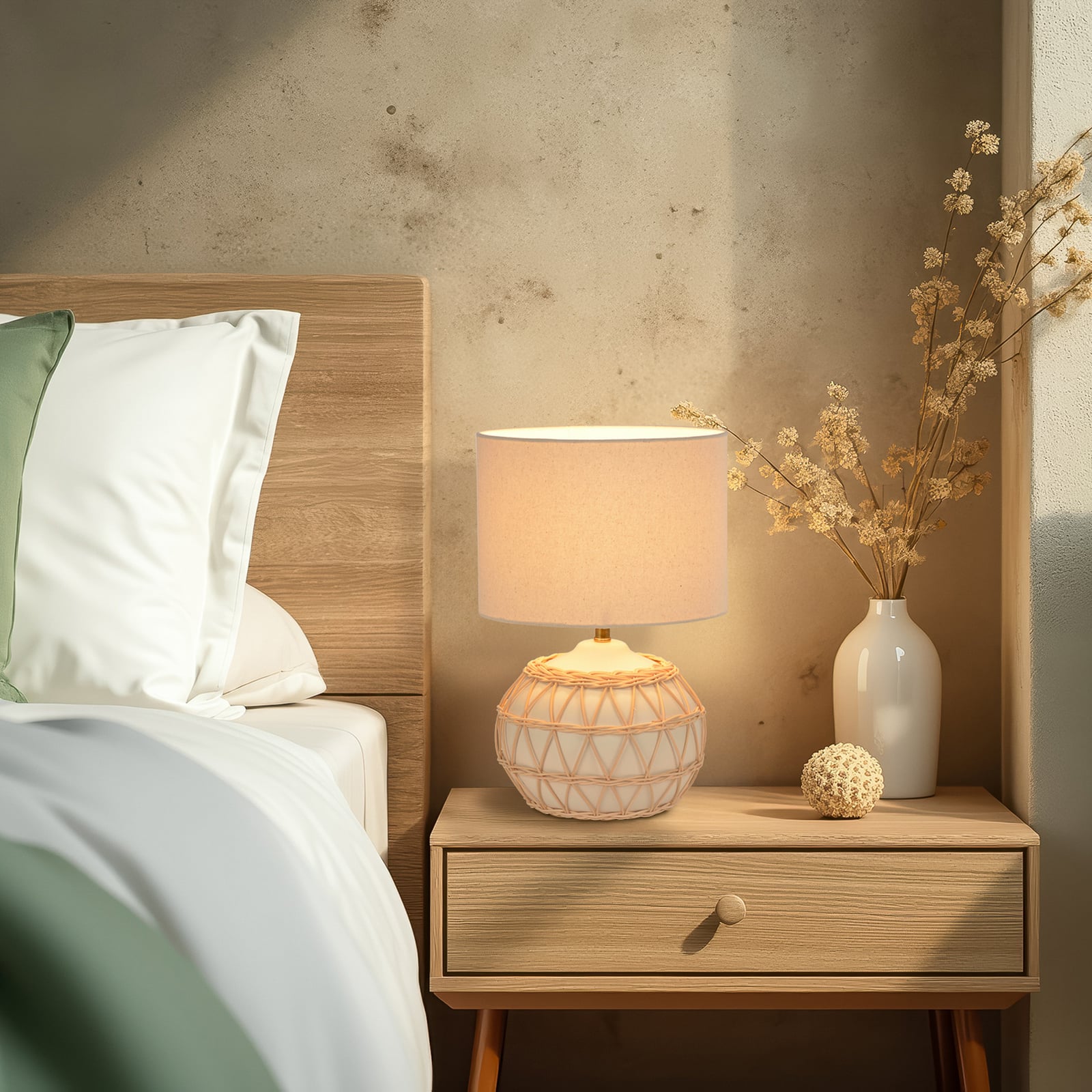 Lampada da tavolo Cyclades avorio/beige, altezza 35 cm - COREP SAS